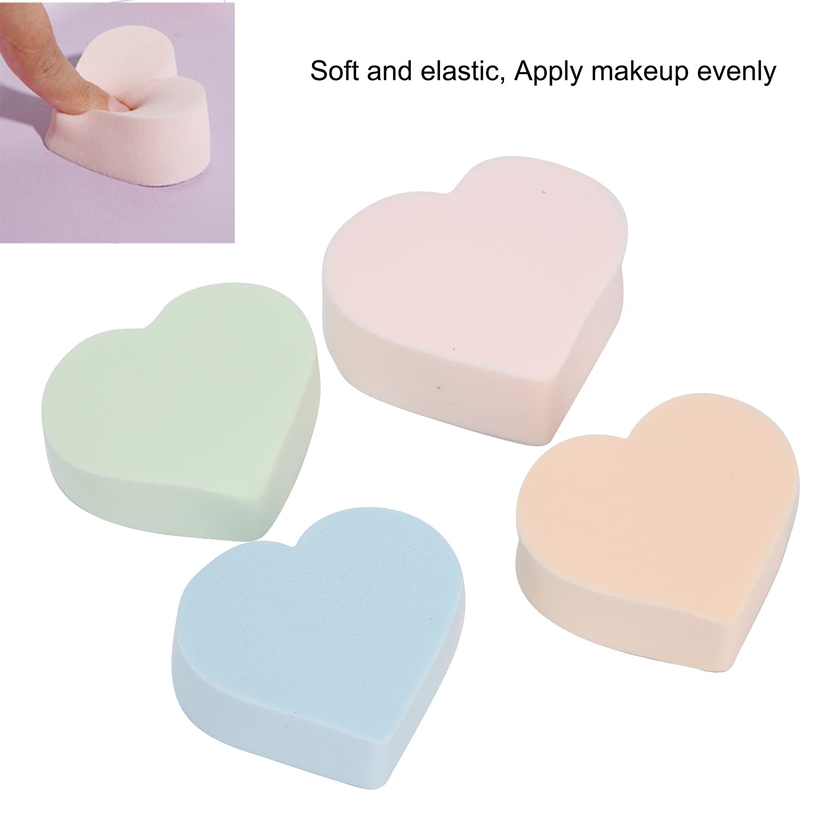 Premium Heart-Shaped Makeup Sponge Set - Soft & Elastic Foundation Blender for Flawless Makeup Application - Perfect for Everyday Use, Travel & Professional Makeup Artists