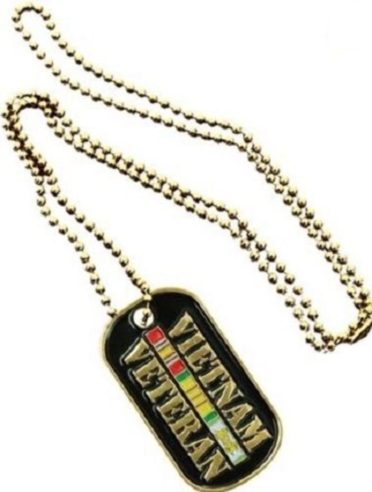 Vietnam War Veteran Military Dog Tag - All Metal Luggage Tag, Keychain & Necklace with US Armed Forces Ribbon Logo | Perfect for Veterans, Collectors & Patriotic Gifts