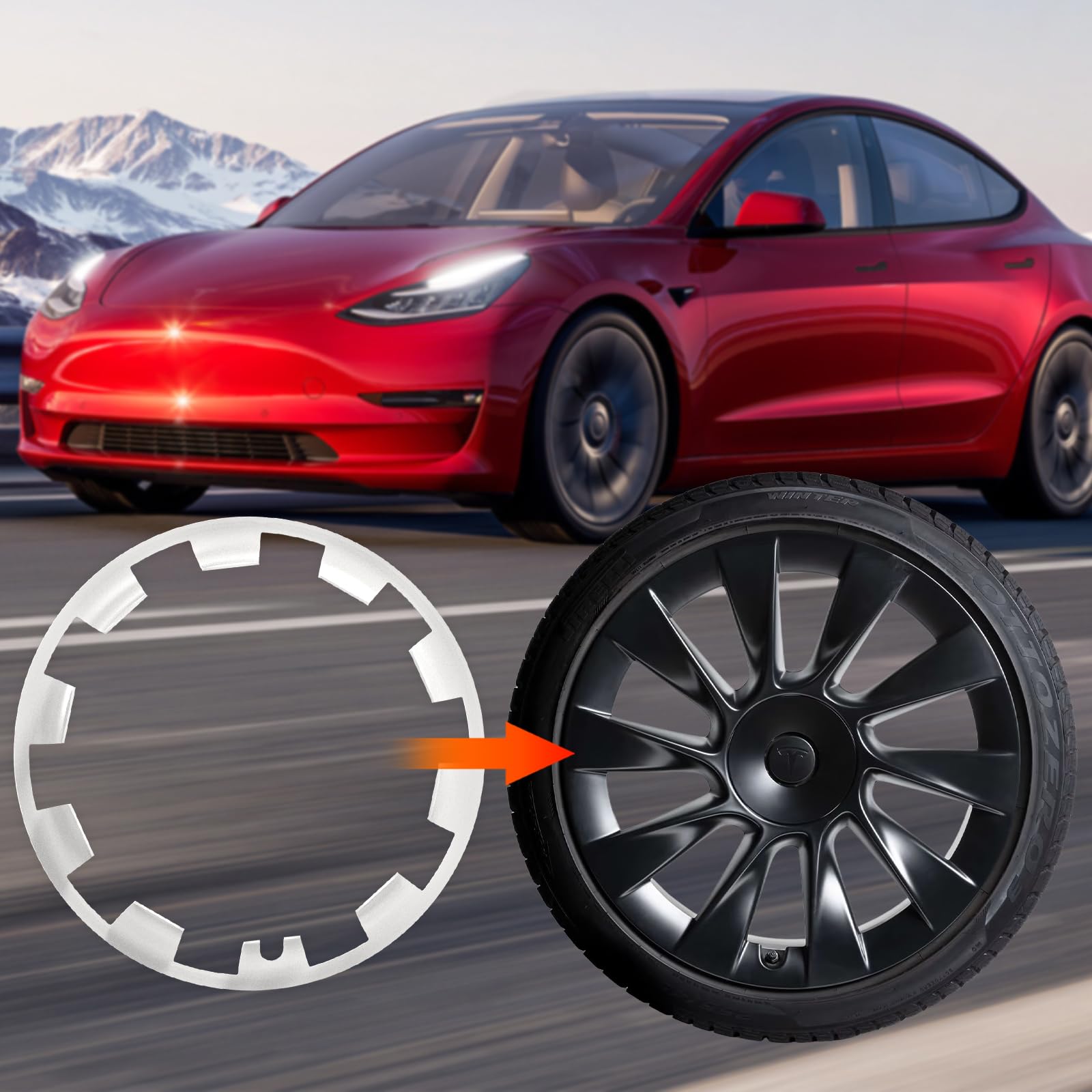 5 PCS 20 Inch Tire Trim Rings for Tesla Model Y 2017-2024 - Wheel Rim Protector, Rim Guard, Hubcaps Cover - Durable Wheel Rim Protection Accessories for Enhanced Style and Safety on Roads
