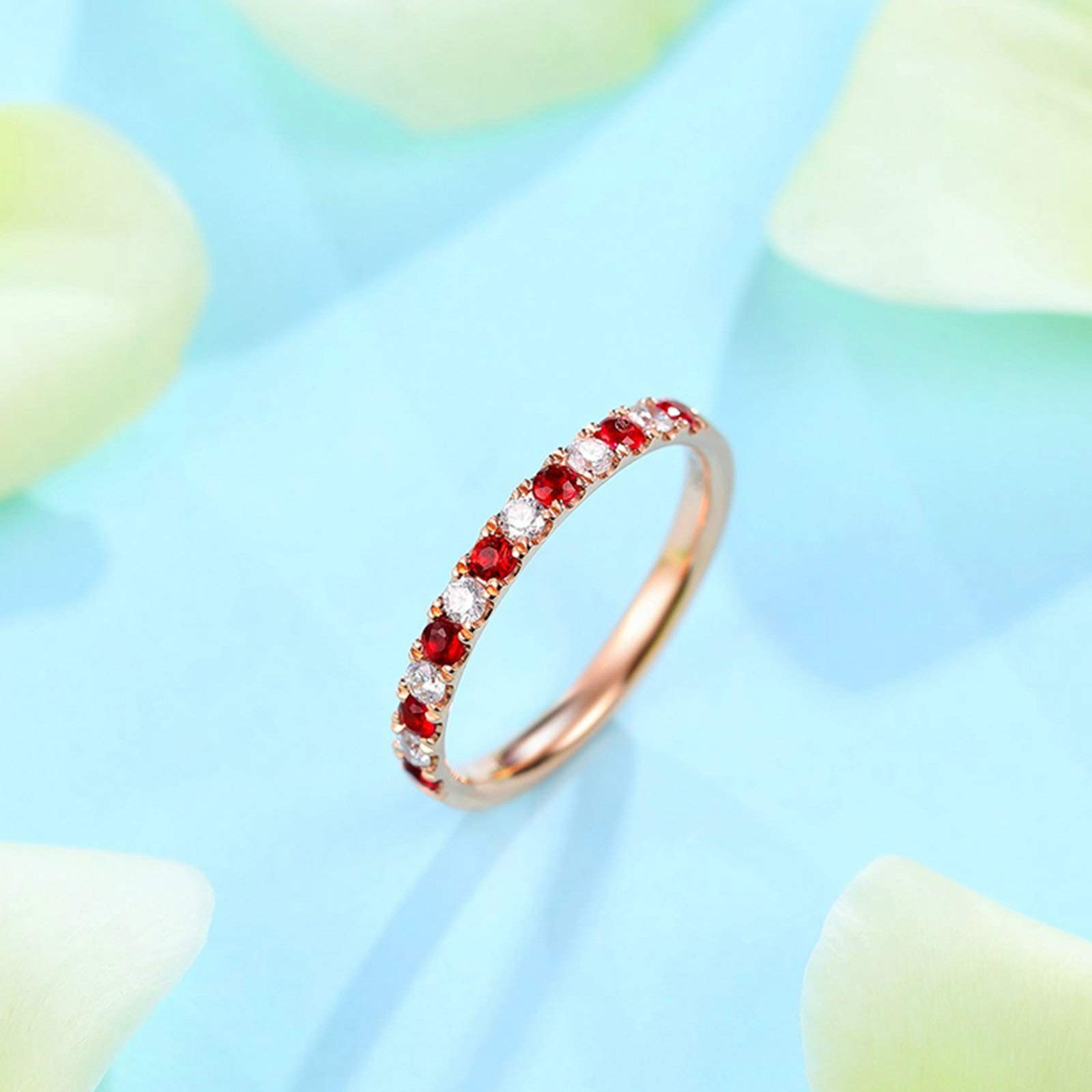 18K Rose Gold Engagement Ring for Women with 0.09ct Ruby/Sapphire & 0.07ct Diamond - Wedding Band, Anniversary Gift, Promise Ring - Perfect for Proposals, Bridal Jewelry & Special Occasions