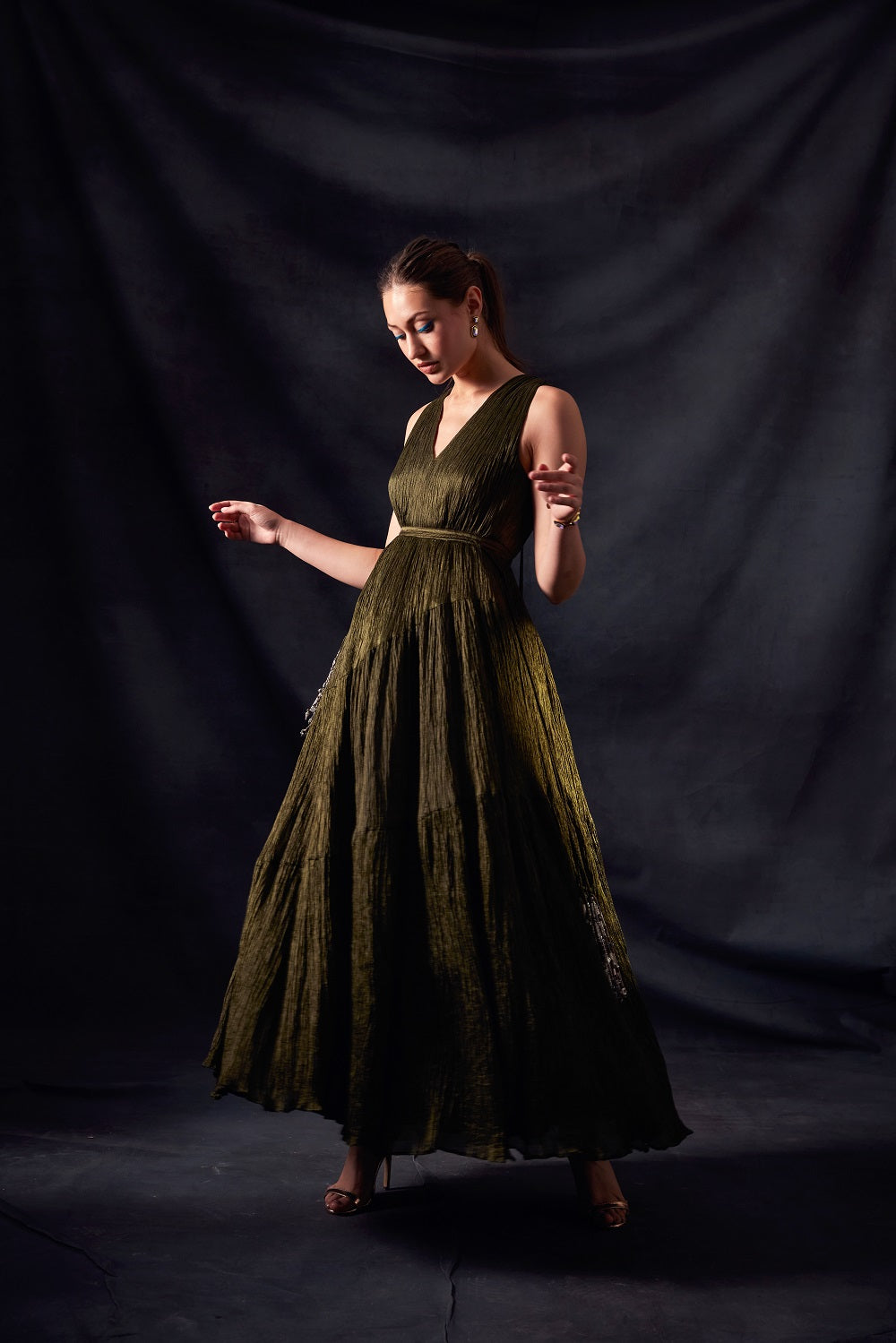 Olive Green Crush Maxi Dress - Flowy Long Boho Summer Dress for Women | Perfect for Beach Vacations, Music Festivals & Date Nights