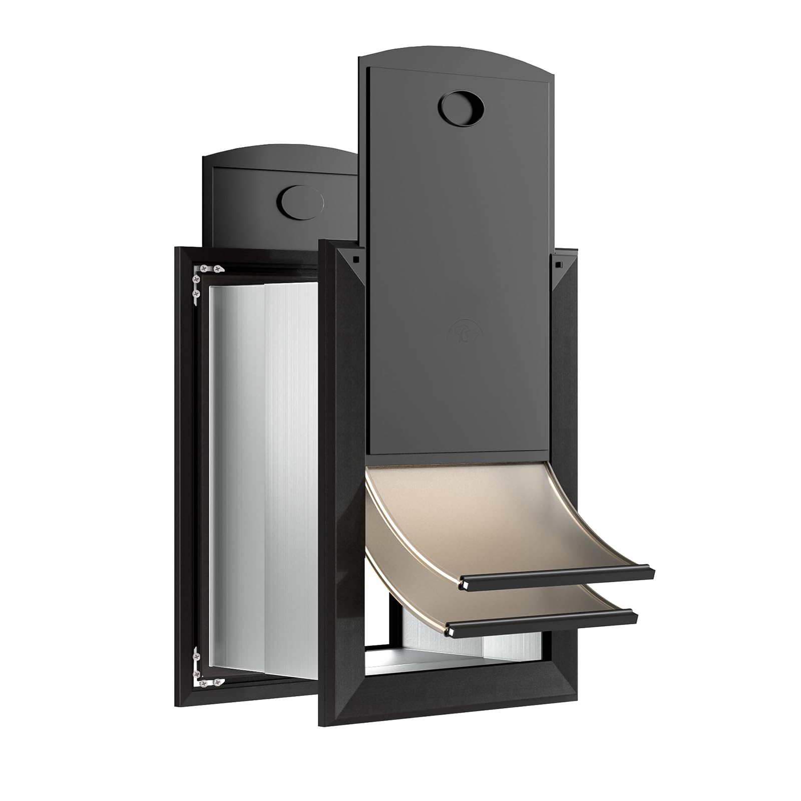 Energy Efficient Heavy Duty Dog Door for Wall - Aluminum Frame, Telescoping Tunnel, Double Magnetic Flaps & Locking Panels - Easy Install Black X-Large Pet Door for Indoor/Outdoor Use