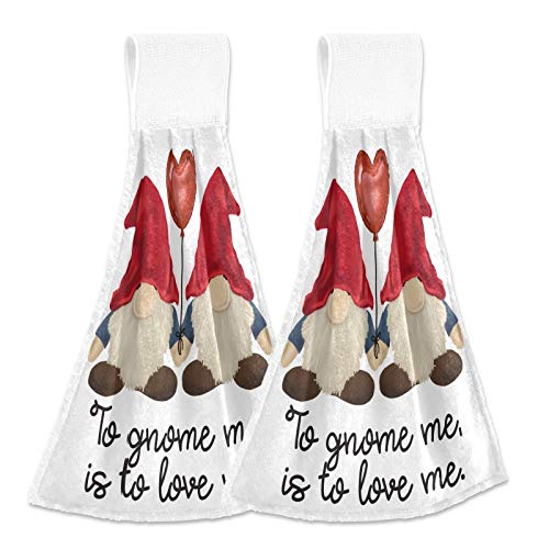 Mother's Day Gnome Quote Kitchen Hand Towels - 2PCS Super Absorbent Hanging Dishcloths with Loop (12x17 in) - Soft Fingertip Towels for Bathroom, Washroom, Guestroom & Hotel Use - Perfect for Gifts, Home Decor and Holiday Kitchen Accessories