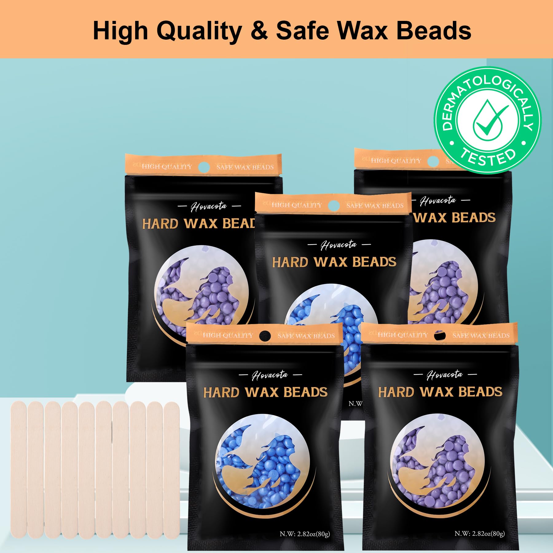 Hard Wax Beads for Hair Removal - 0.88lb/14.1oz Lavender & Chamomile Waxing Beads for Sensitive Skin | Brazilian, Bikini, Face, Legs & Armpit Waxing | Ideal for Beginners, Women & Men | At-Home & Professional Salon Use