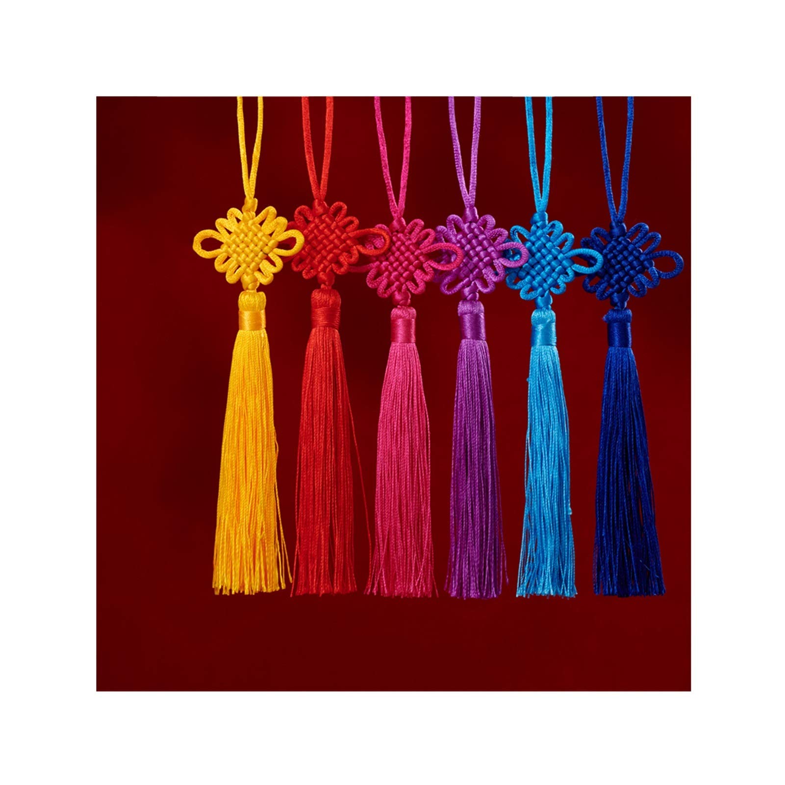 Handmade Chinese Knot Tassel Pendant - Traditional Red Car & Home Decoration Hanging Ornament | Feng Shui Gift, Wedding Decor, Cultural Souvenir (Color A)