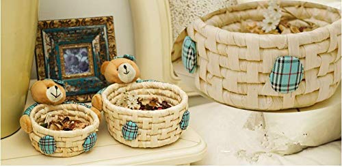 HUAWELL 3-Pack Woven Storage Baskets - Cute Cartoon Bear Design, Multi-Purpose Storage Box for Home Organization, Jewelry, Toys & Office Supplies | Perfect for Bedroom, Bathroom, Kids Room & Desktop Storage