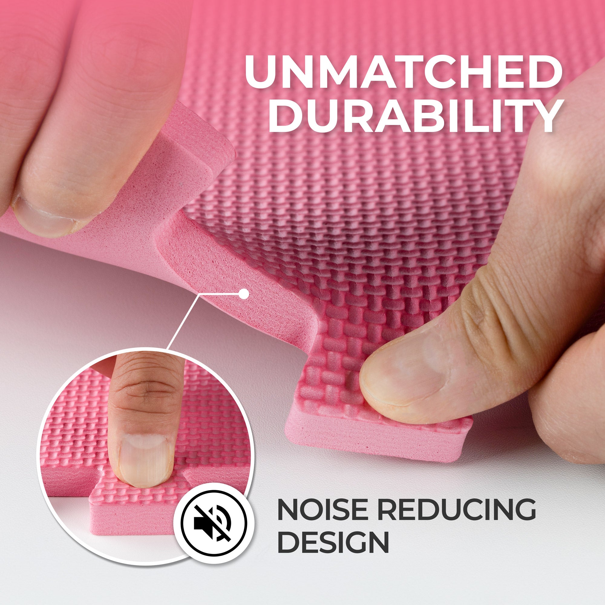 Interlocking Foam Mats for Gym Flooring - Heavy Duty, Non-Slip, Pink Exercise Mats for Home Workouts, Yoga & Kids Play Area - 24