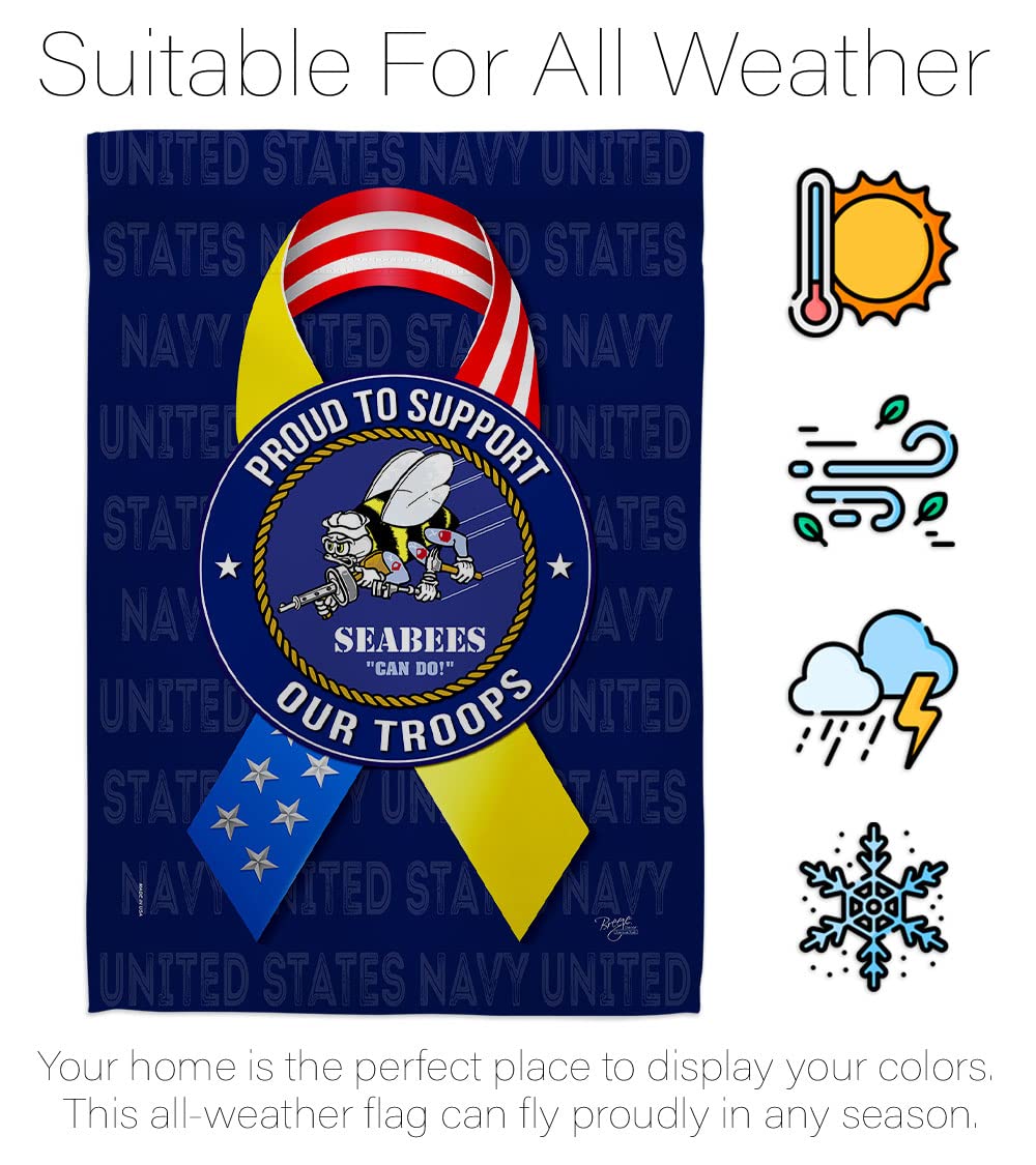 US Military Garden Flag Set - Double-Sided Navy Seabee Banner for Yard & Home Decor - Made in USA