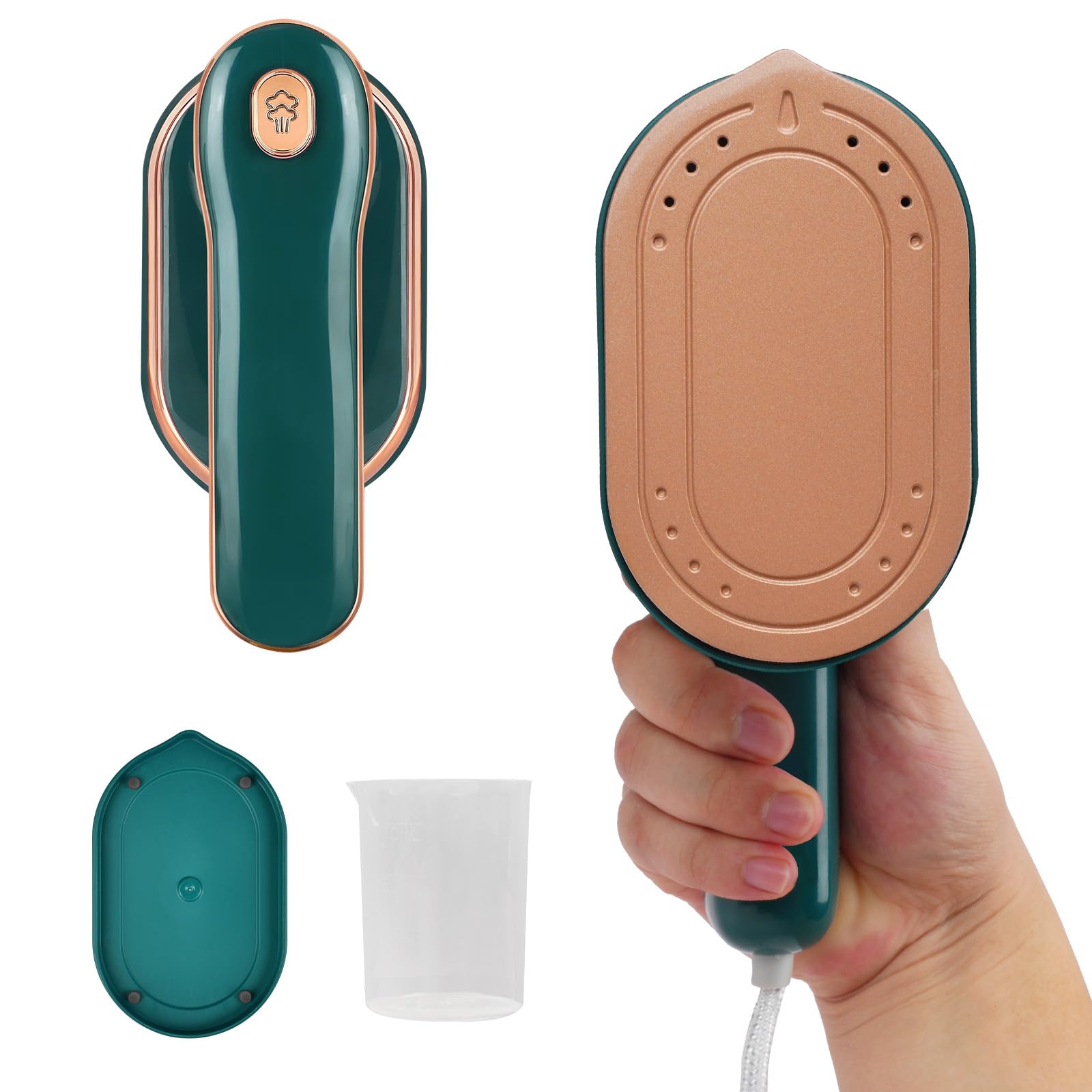 Portable Mini Steam Iron & Travel Steamer - 970W Handheld Garment Steamer for Dry & Wet Ironing, 180° Rotatable Design for Wrinkle Removal - Perfect for Home, Office & Travel (Green)