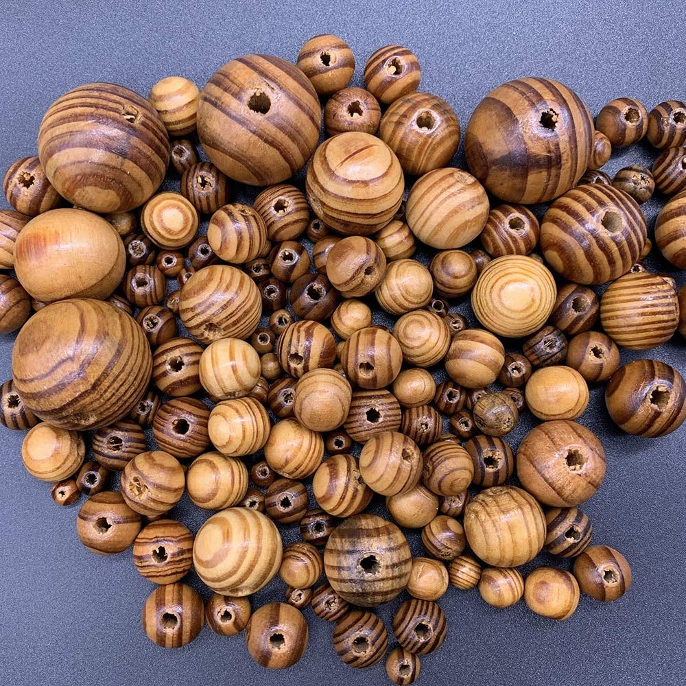 Natural Pine Wood Spacer Beads 6-30mm - Unfinished Round Wooden Loose Beads for DIY Jewelry Making (10mm, 50pcs) - Perfect for Bracelets, Necklaces & Handmade Crafts