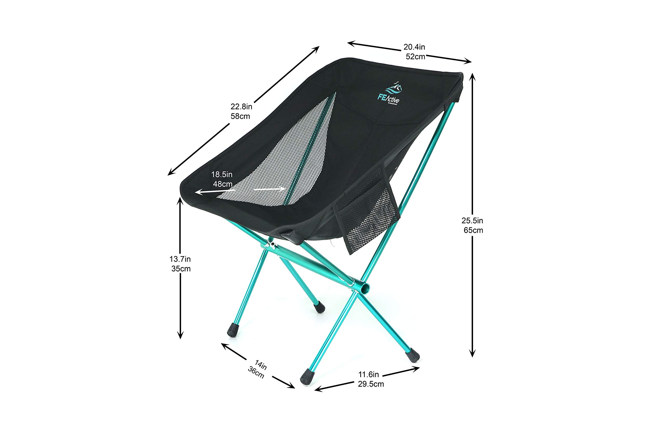 FE Active Folding Camping Chair - Compact Lightweight & Portable Outdoor Chair for Adults & Kids | Perfect for Camping, Travel, Backpacking, Fishing, Beach & Picnic | Designed in California USA