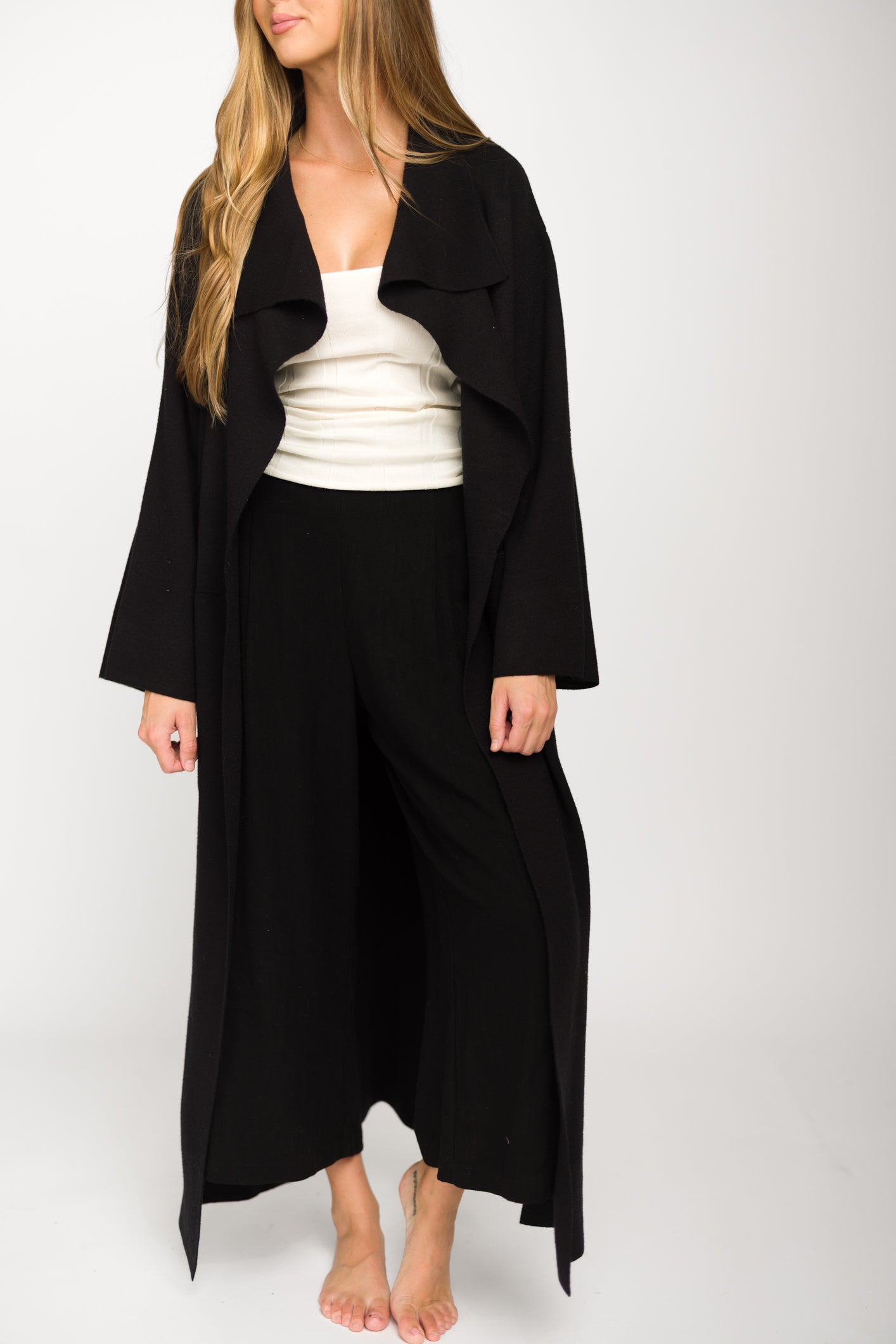 Elsa Black Sweater Coat for Women - Cozy Winter Knit Cardigan for Casual Outings & Office Wear