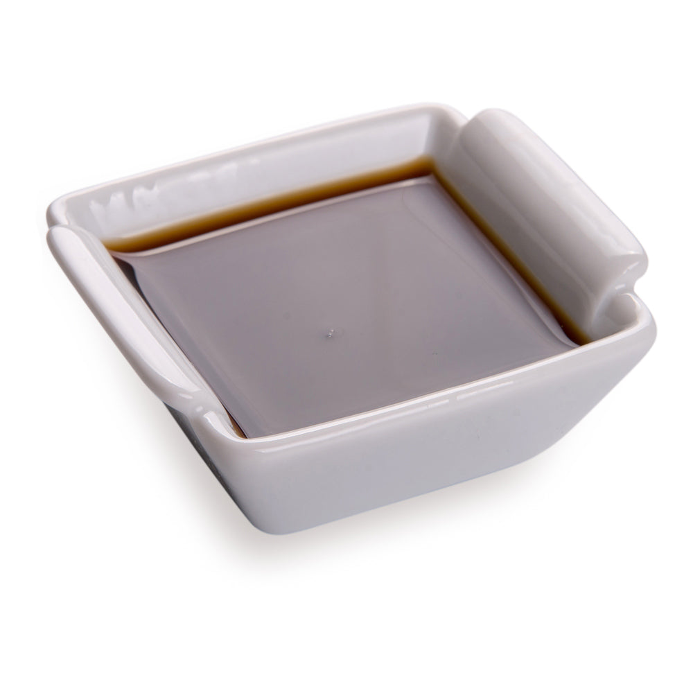 1 oz Square White Porcelain Mini Lipped Handle Bowl - 2.5