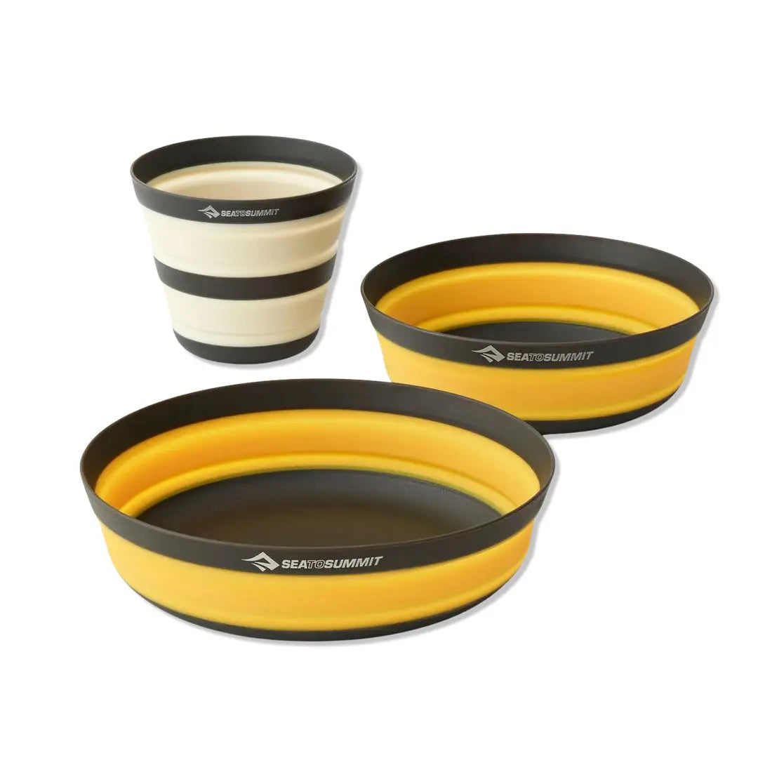Sea To Summit Frontier Ultralight Collapsible Dinnerware Set - 3 Piece Camping Cookware Kit for Backpacking, Hiking & Outdoor Adventures