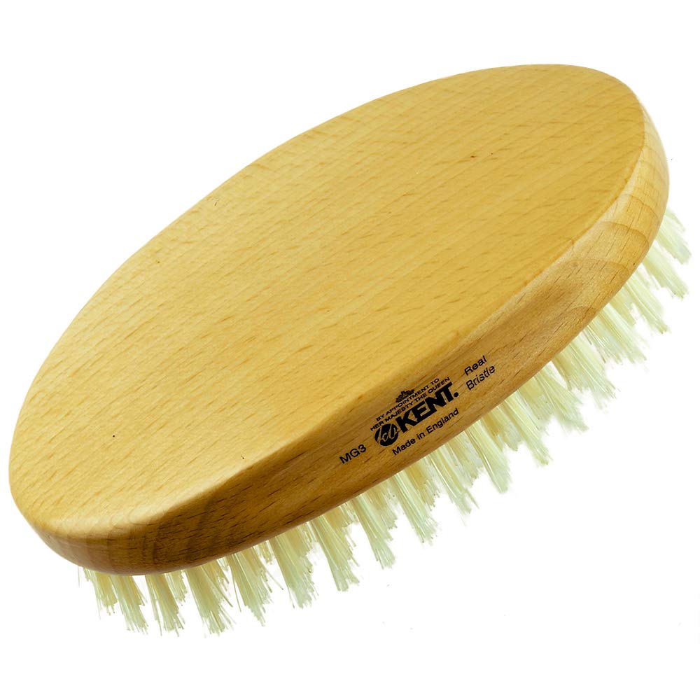 Kent MG3 Finest Men's Hair & Beard Brush – Natural White Boar Bristle for Grooming, Scalp Massage, 360 Waves & Styling | Perfect for Daily Hair Care, Beard Maintenance & Relaxing Scalp Treatment at Home