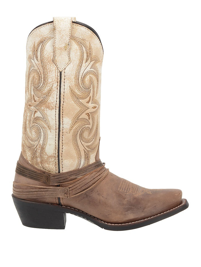 Laredo Women's Myra Leather Boots in Sand & White - Comfortable Ankle Booties for Casual Outfits & Everyday Wear