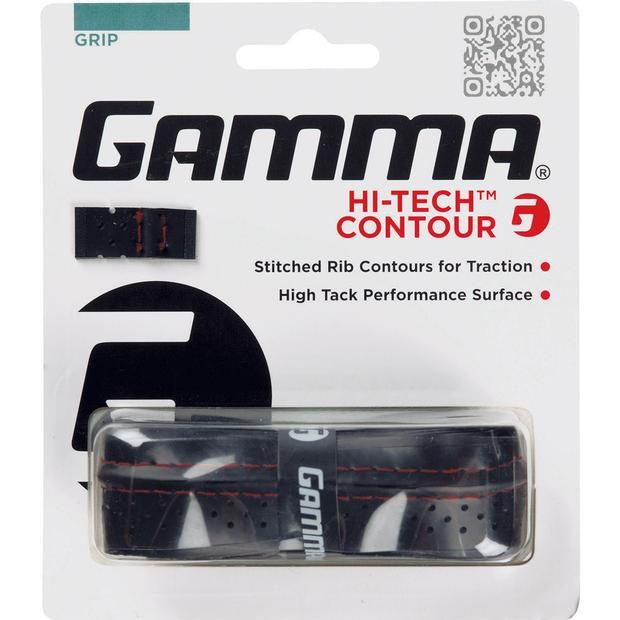 Gamma Hi Tech Contour Replacement Tennis Grip (Black) - Premium Cushioning for Better Control - Perfect for Tennis, Badminton & Racquetball Players