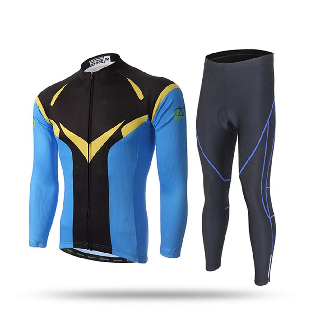 Men's Pro Cycling Jersey Set - Long Sleeve Quick Dry Bike Jacket & Bib Shorts with 9D Padding | High Performance Bike Clothing for Road Cycling, Mountain Biking & Training