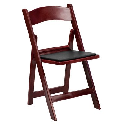 Flash Furniture Mahogany Resin Folding Chairs with Vinyl Padded Seat - Set of 4 | Sturdy & Comfortable for Dining, Parties, Events & Outdoor Use