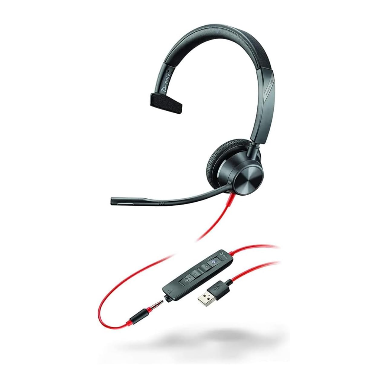 Plantronics Blackwire 3315 Mono USB Headset with Boom Mic - Wired Single-Ear Headphone for PC, Mac, Mobile & Tablet - Certified for Microsoft Teams, Zoom Calls - Ideal for Office, Remote Work & Customer Service