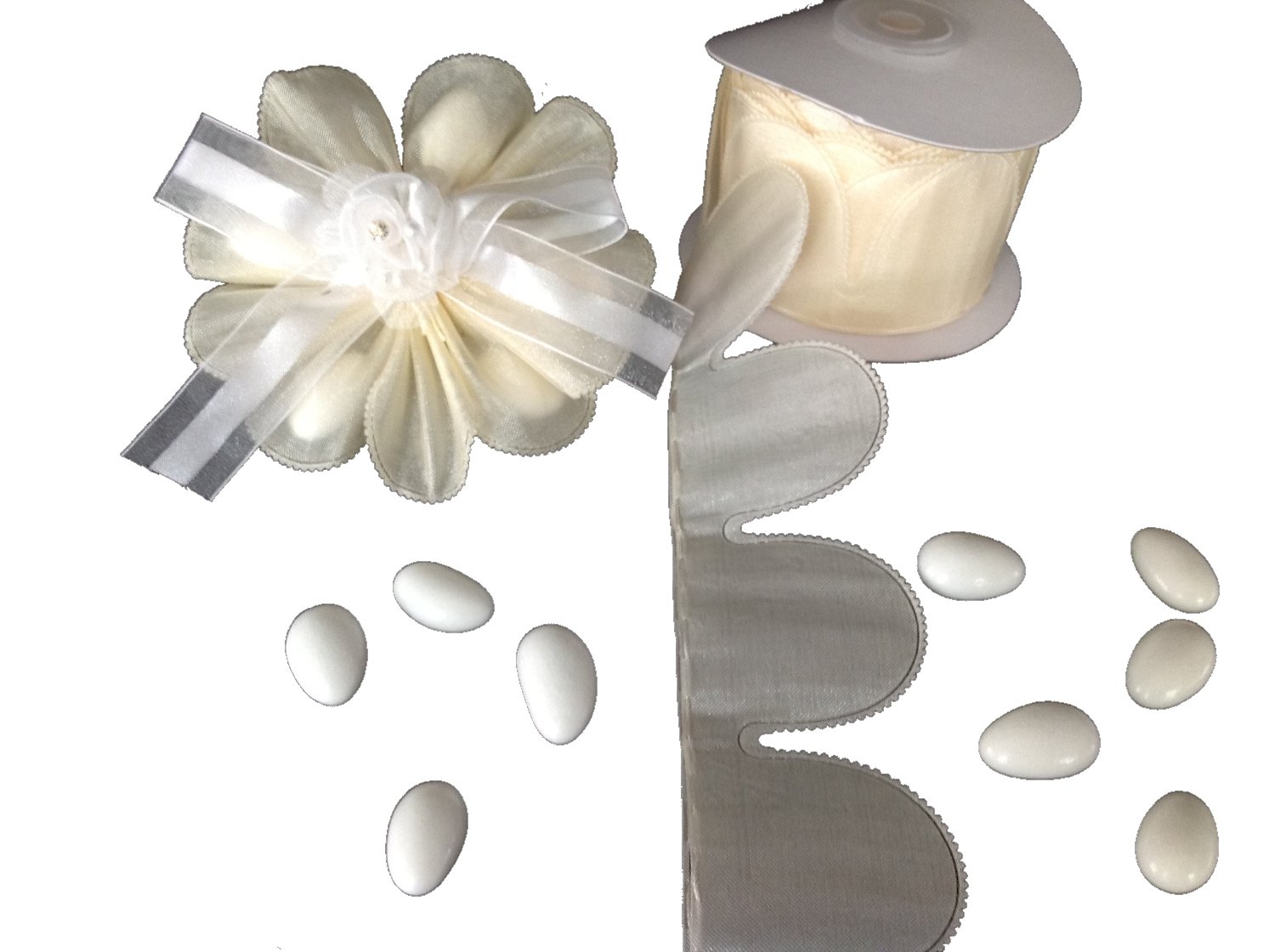 Ivory Pull Bow Ribbon - 10 Yards for Almond Candy, Flower Arrangements, Gift Wrapping & Wedding Decorations