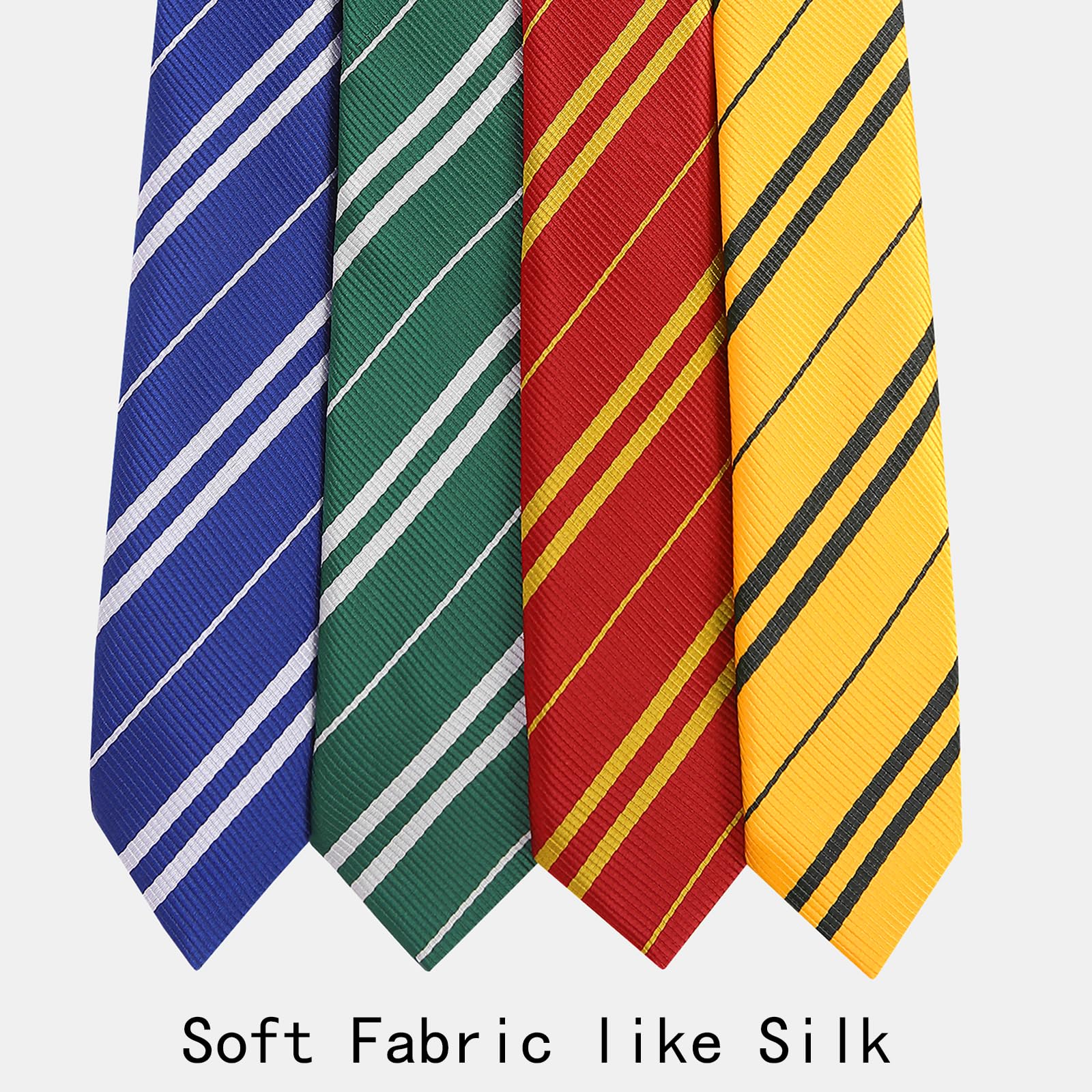 **AUSKY 4 Pack Men's Neckties - Classic Striped Satin Tie for Halloween, Themed Party & Cosplay Costume - Unisex Adult Formal & Dress Up Accessories**    *(Perfect for Halloween, Cosplay, Themed Parties, Weddings, Business Meetings & Formal Events)*