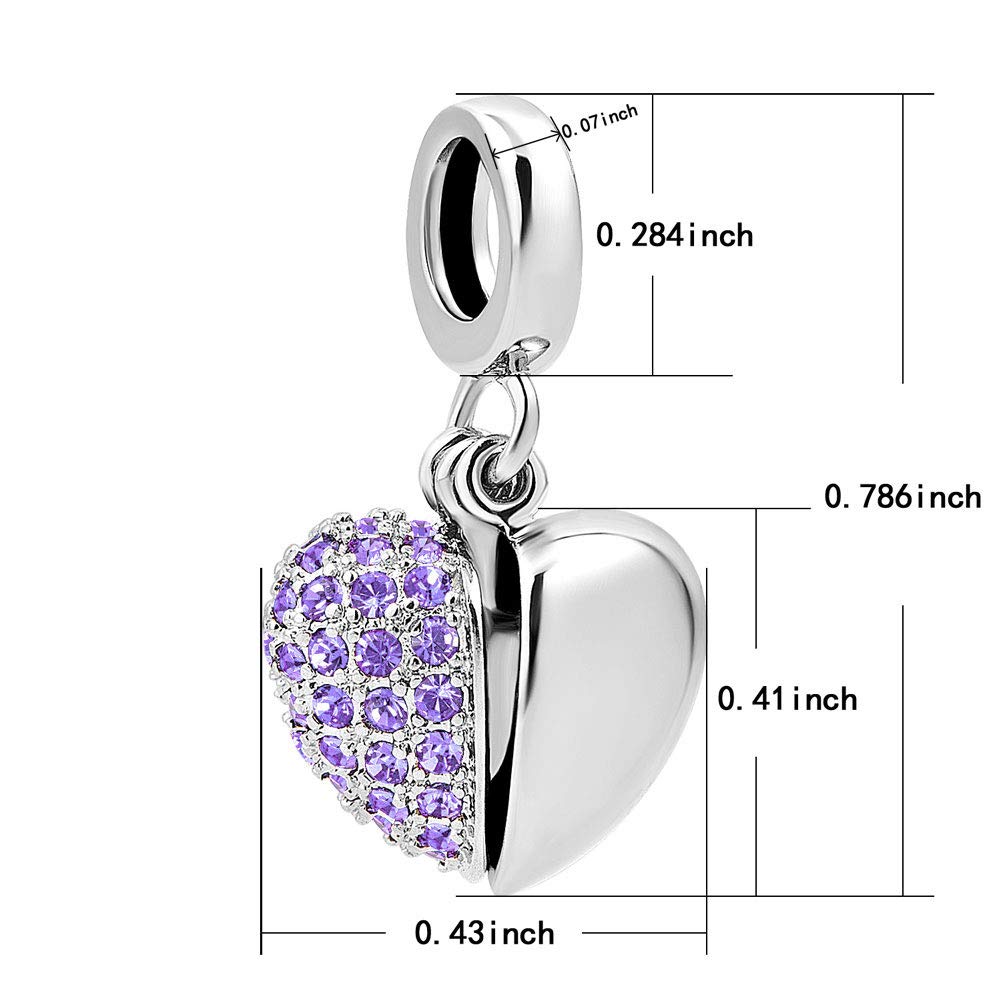 KunBead Openable Heart Birthstone Crystal Dangle Charms - Compatible with Pandora Bracelets for Women | Mother's Day Gift, Birthday Present, Anniversary Jewelry | Perfect for Layering, Stacking & Everyday Wear