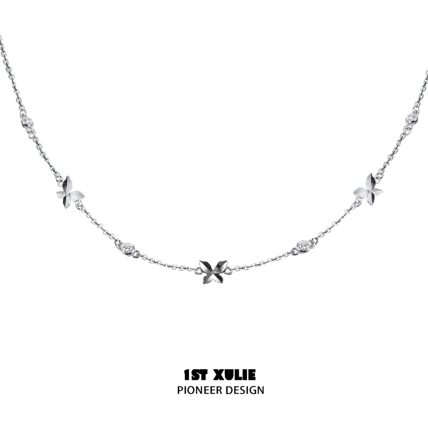 Whiterfly S925 Sterling Silver Butterfly Double Layer Choker Necklace for Women - Elegant Layered Chain Necklace for Party, Wedding, Gift & Everyday Wear