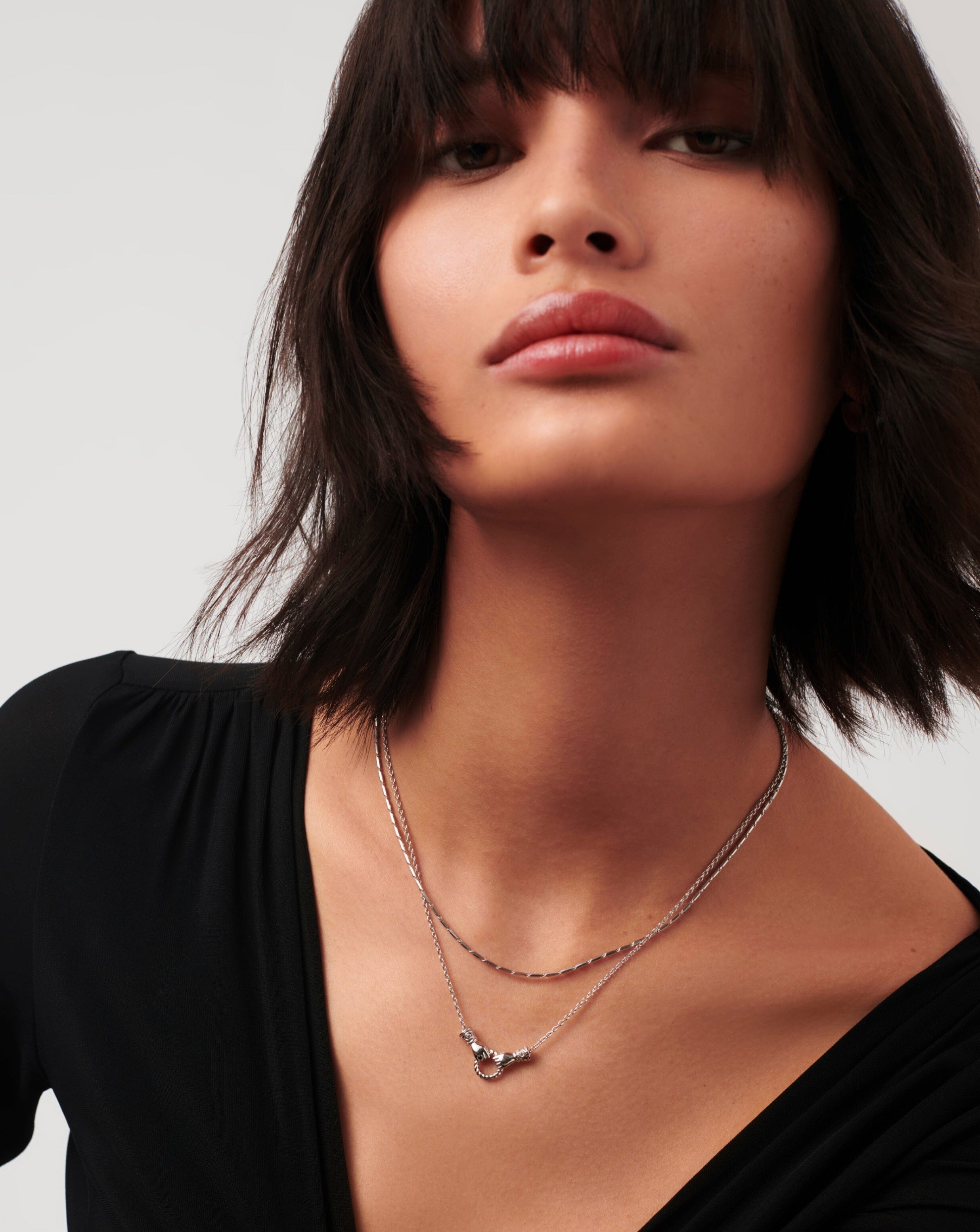 Harris Reed In Good Hands Mini Pendant Slider Necklace - Silver Plated Cubic Zirconia & Black Onyx Jewelry for Women | Perfect for Date Night, Party & Everyday Wear