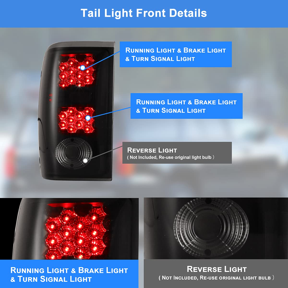 Nixon Offroad LED Tail Lights for Ford Ranger 2001-2005 - Matte Black Housing Smoke Lens Replacement Tail Lamps Assembly - Perfect for Off-Roading & Night Driving