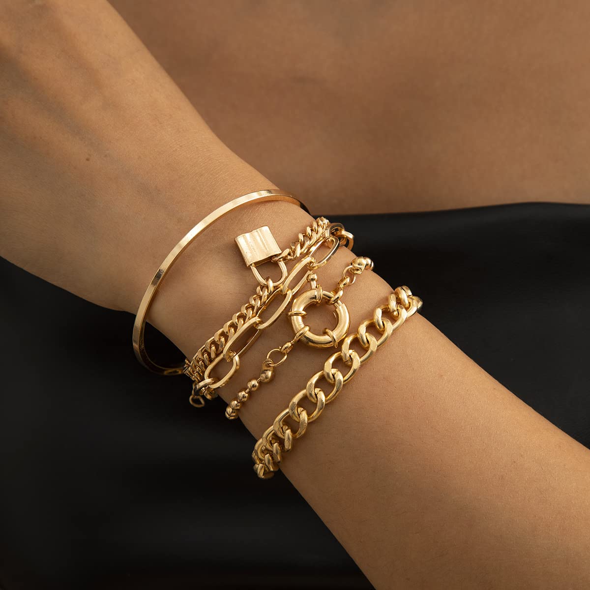 Stylish Cuban Link Bracelets for Women - Thin Open Cuff, Paperclip & Ball Chain Bracelet Set | Trendy Beaded Jewelry Gift for Girls | Perfect for Parties, Dating & Everyday Wear