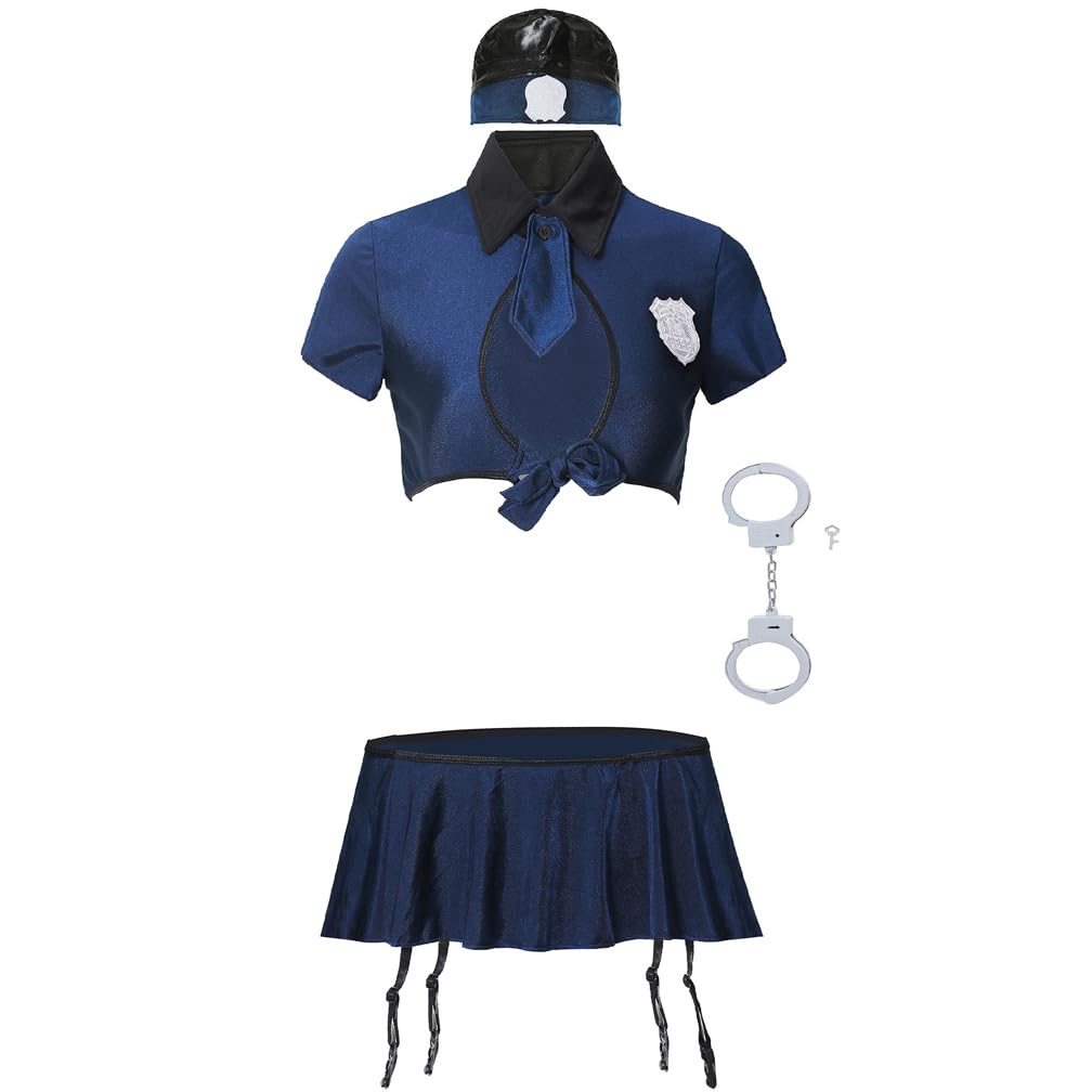 Sexy Police Roleplay Costume Set for Women - Naughty Schoolgirl Cop Lingerie & Uniform | Perfect for Bedroom Fun, Bachelorette Parties & Cosplay