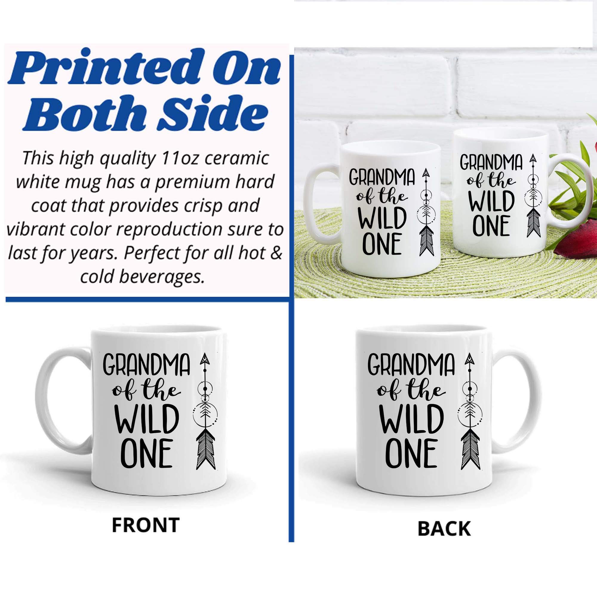 Funny Sarcastic Coffee Mug - 'Grandma of the Wild One' - 11Oz Ceramic Cup for Tea & Coffee - Perfect Gift for Birthday, Mother's Day, Retirement & Family Gatherings