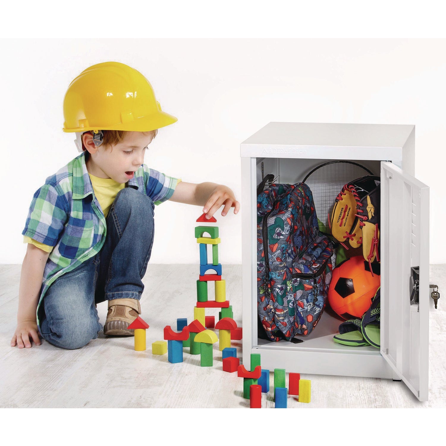 AdirOffice Steel Storage Locker - 1 Compartment, 15 x 15 x 24 Inches, White - Perfect for Office, School, Gym & Home Organization