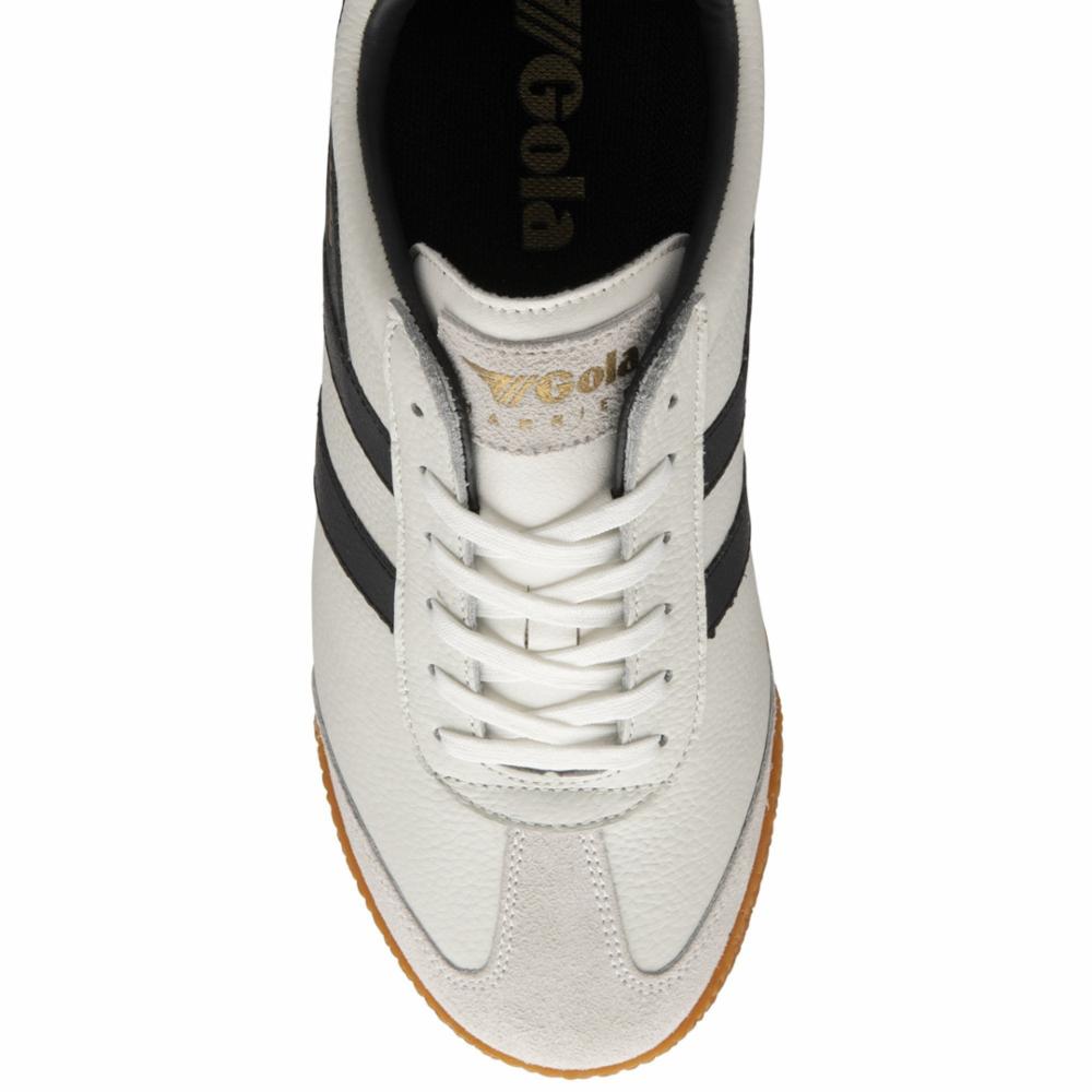 Gola Men's Harrier Leather Sneakers - White Casual Shoes for Walking & Everyday Wear | Vintage-Inspired Athletic Footwear for Men