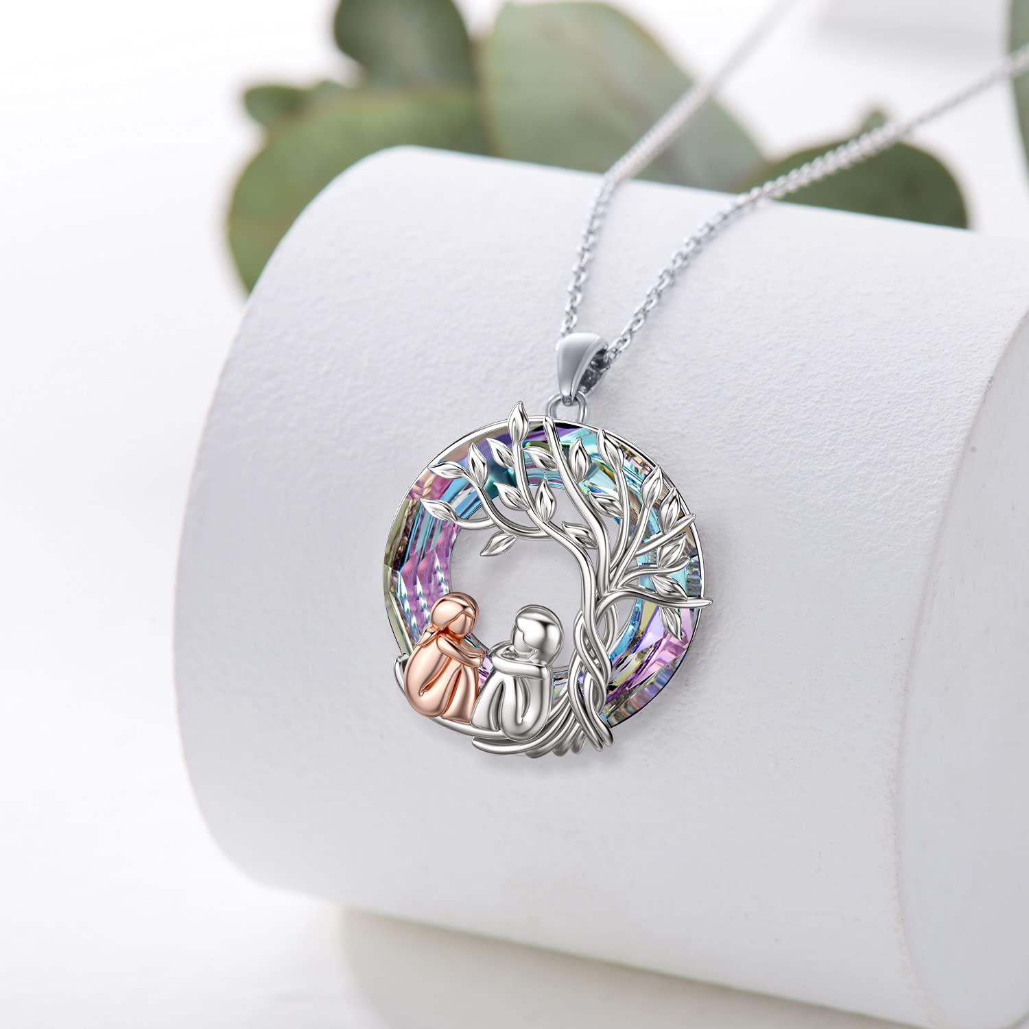 925 Sterling Silver Tree of Life Necklace for Sisters - 2/3/4 Sisters Crystal Jewelry Gift for Women, Daughter, Friends | Birthday, Mother's Day Present | Meaningful Sister Bonding Keepsake for Special Occasions