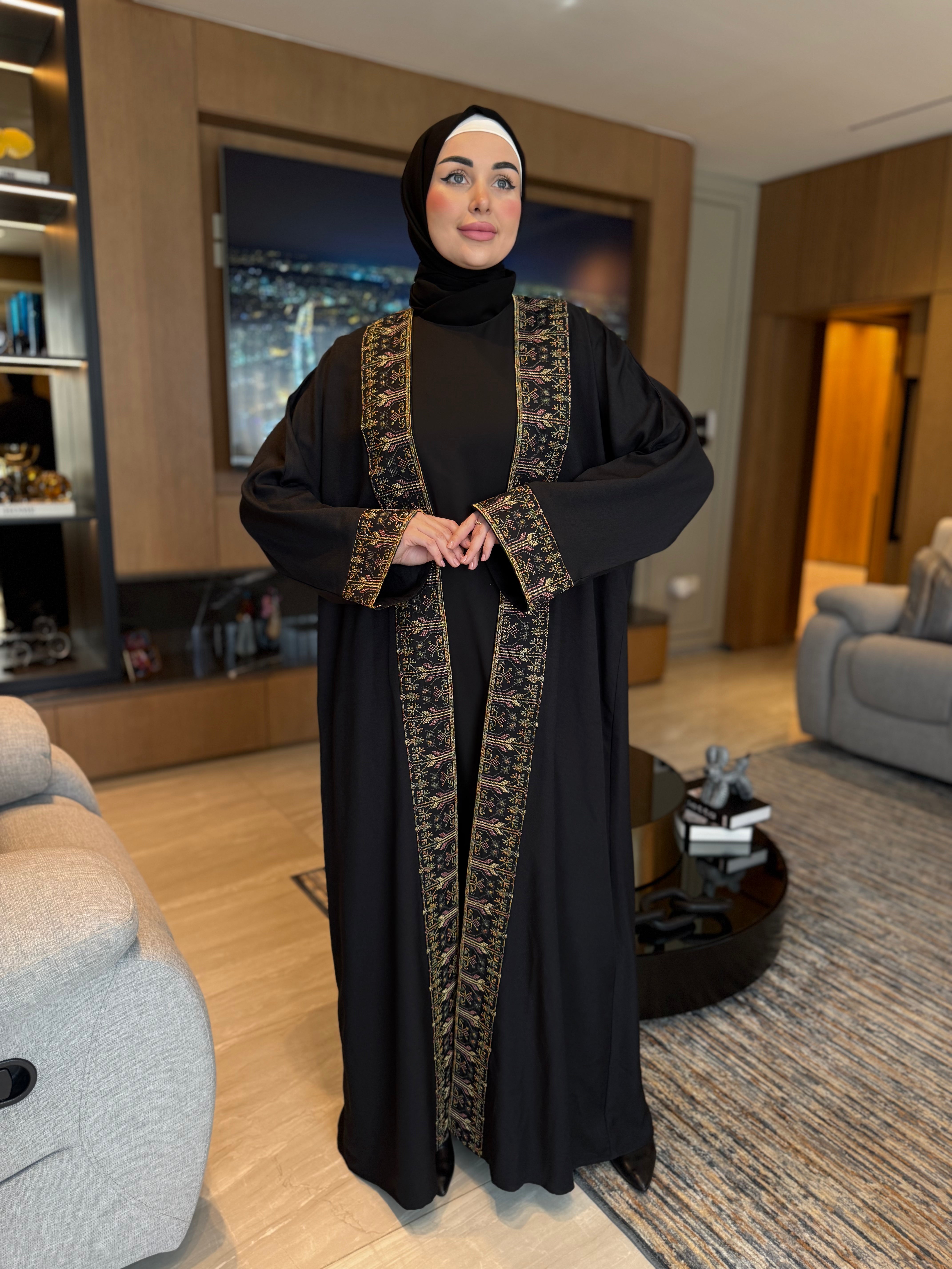 Golden Embroidered Melange Cardigan for Women - Timeless Elegance Sweater for Fall & Winter - Cozy Knitwear for Office, Date Night and Casual Outings