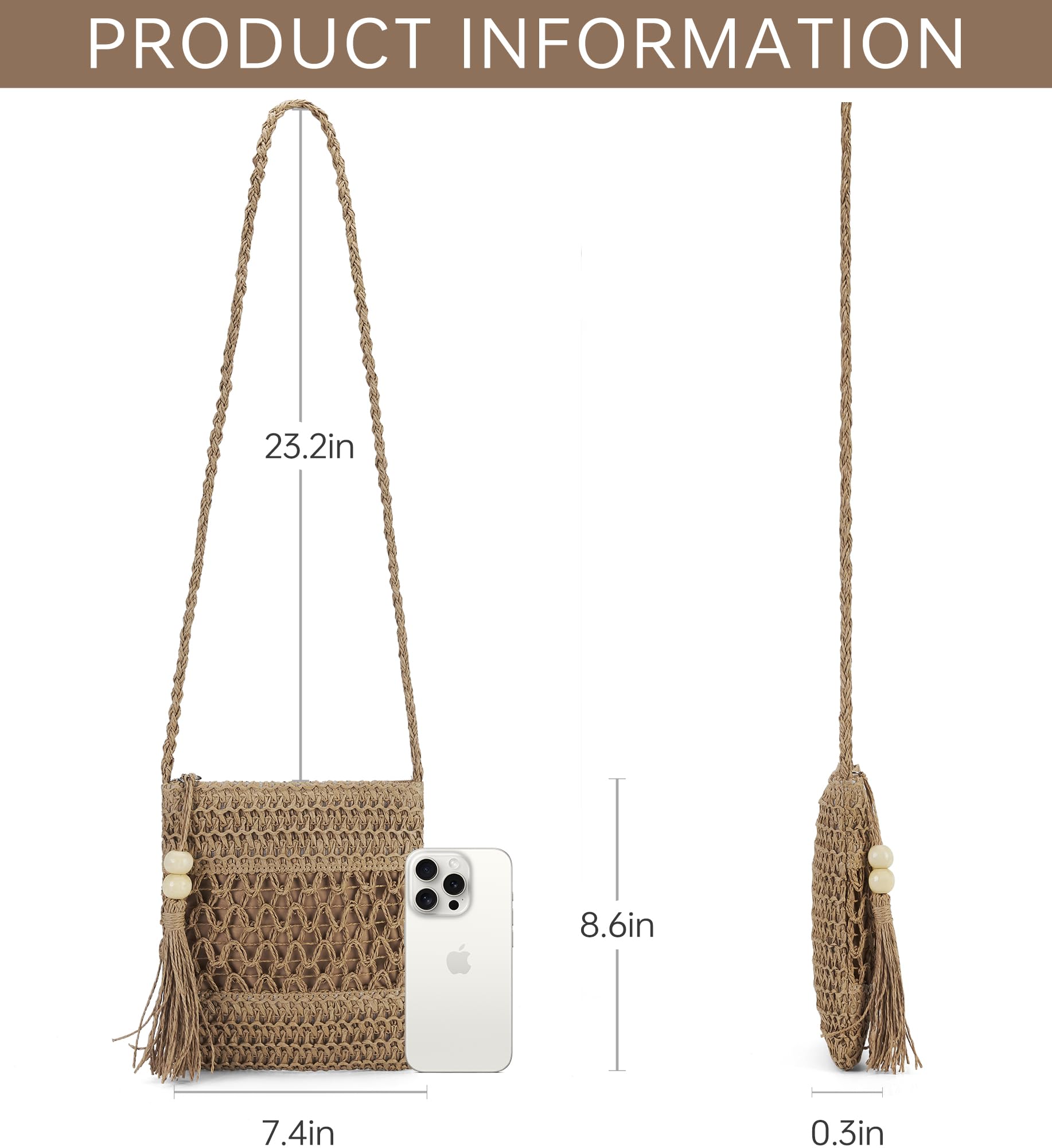 Women's Straw Beach Purse - Crossbody Shoulder Handbag, Raffia Woven Tote for Summer Vacation | Perfect for Beach Outings, Pool Parties & Tropical Getaways