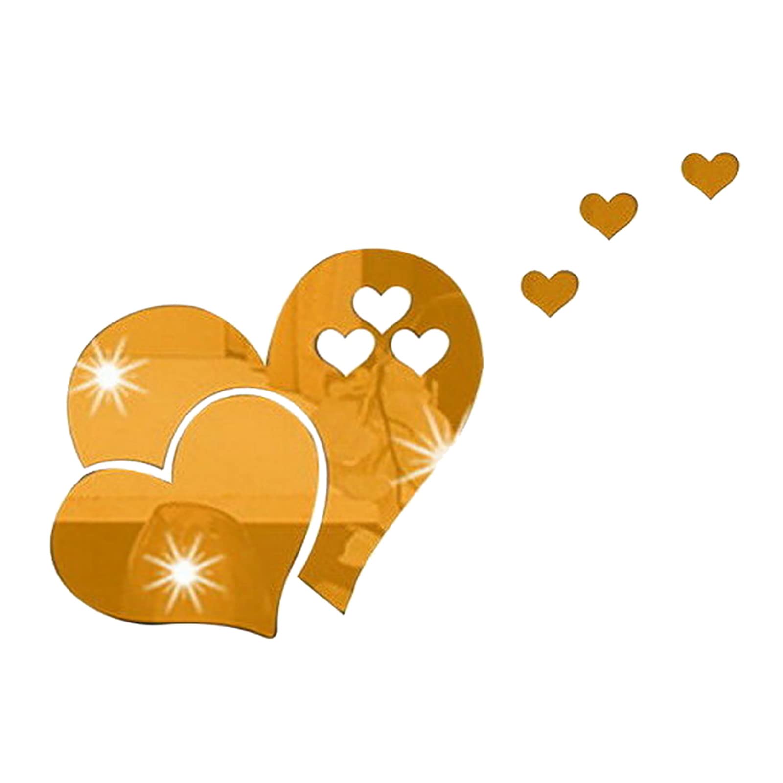 3D Heart Shape Mirror Tile Adhesive - Gold Removable Wall Decal for Home & Bedroom Decor - Perfect for Teen Girls' Room, DIY Wall Art, and Party Decorations