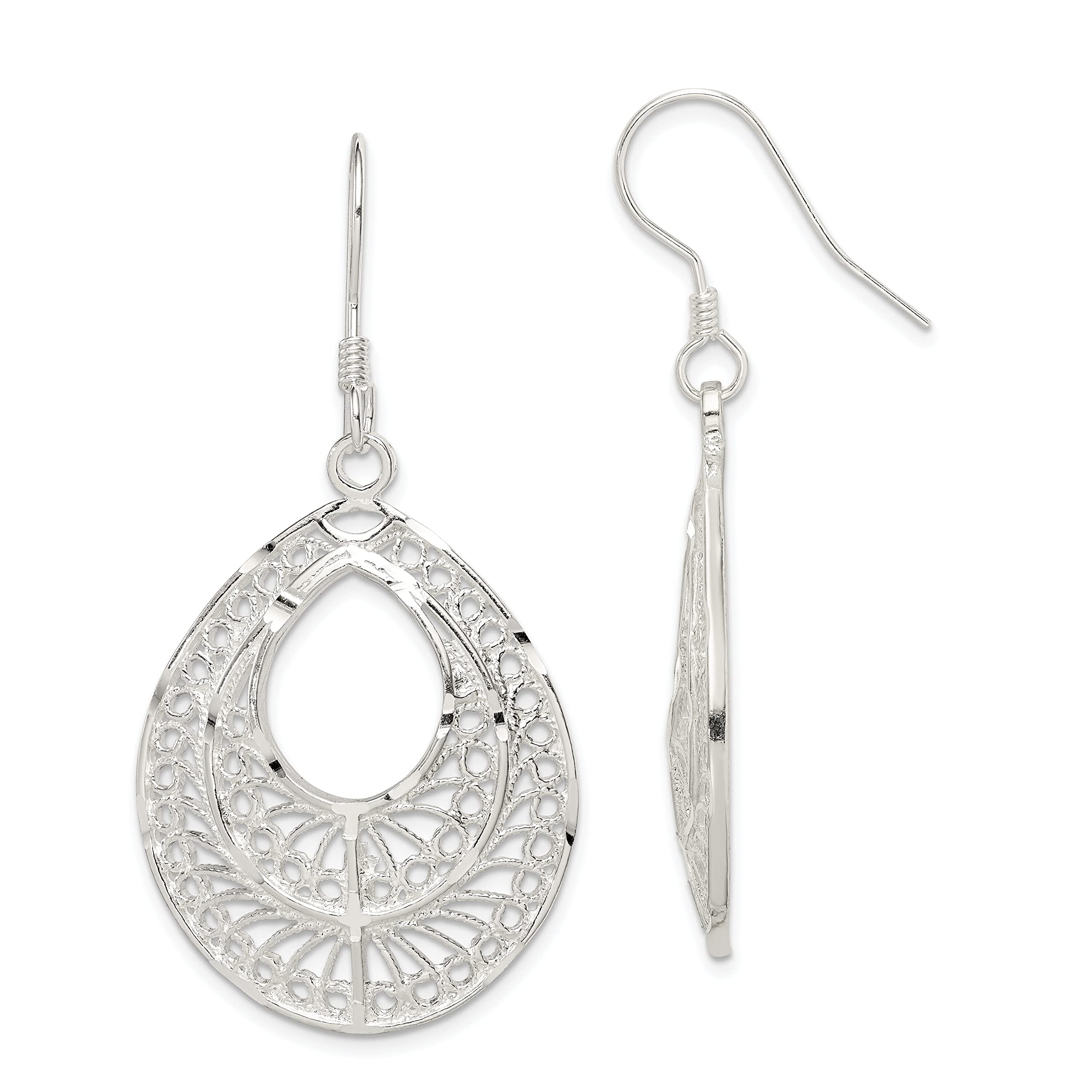 Elegant Sterling Silver Filigree Earrings for Women - Vintage Inspired Dangle Jewelry - Perfect for Weddings, Parties & Special Occasions