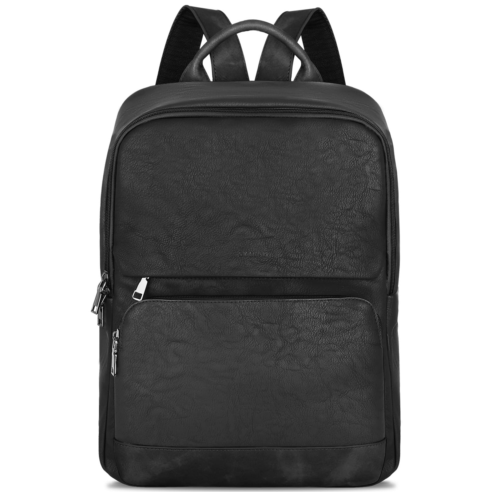Vintage Leather Backpack for Women - 15.6 Inch Laptop Backpack Purse, Stylish College Casual Backpack for Ladies, Durable Computer Bag for Travel, Business & Work (Pure Black) | Perfect for Commuting, Office Use & Weekend Getaways