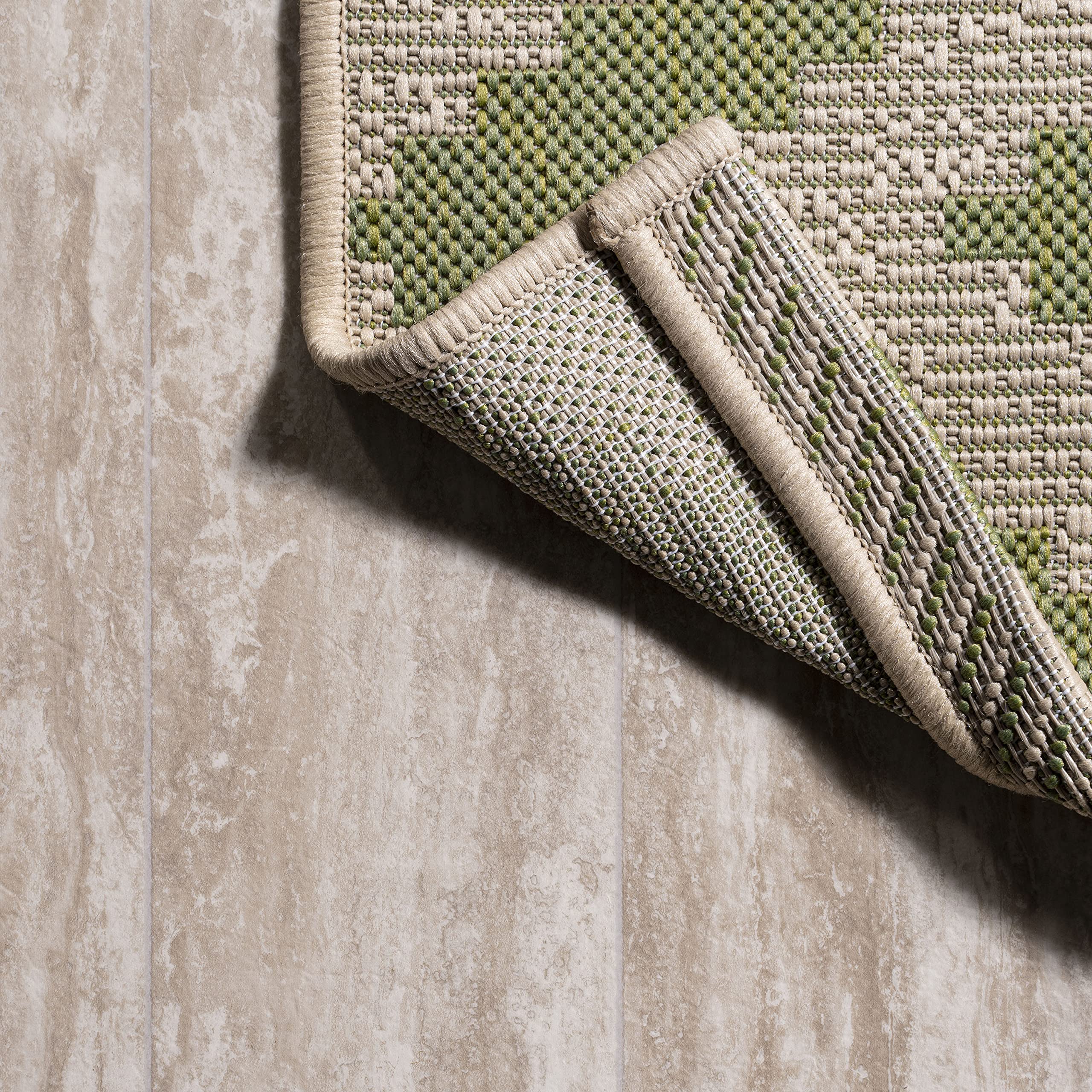 Jonathan Y SMB116B-28 Sintra Diamond Tribal Indoor/Outdoor Area Rug - Bohemian Coastal Design, Easy Cleaning, Non-Shedding - 2' x 8' Green/Cream - Perfect for Bedroom, Kitchen, Backyard & Patio Decor