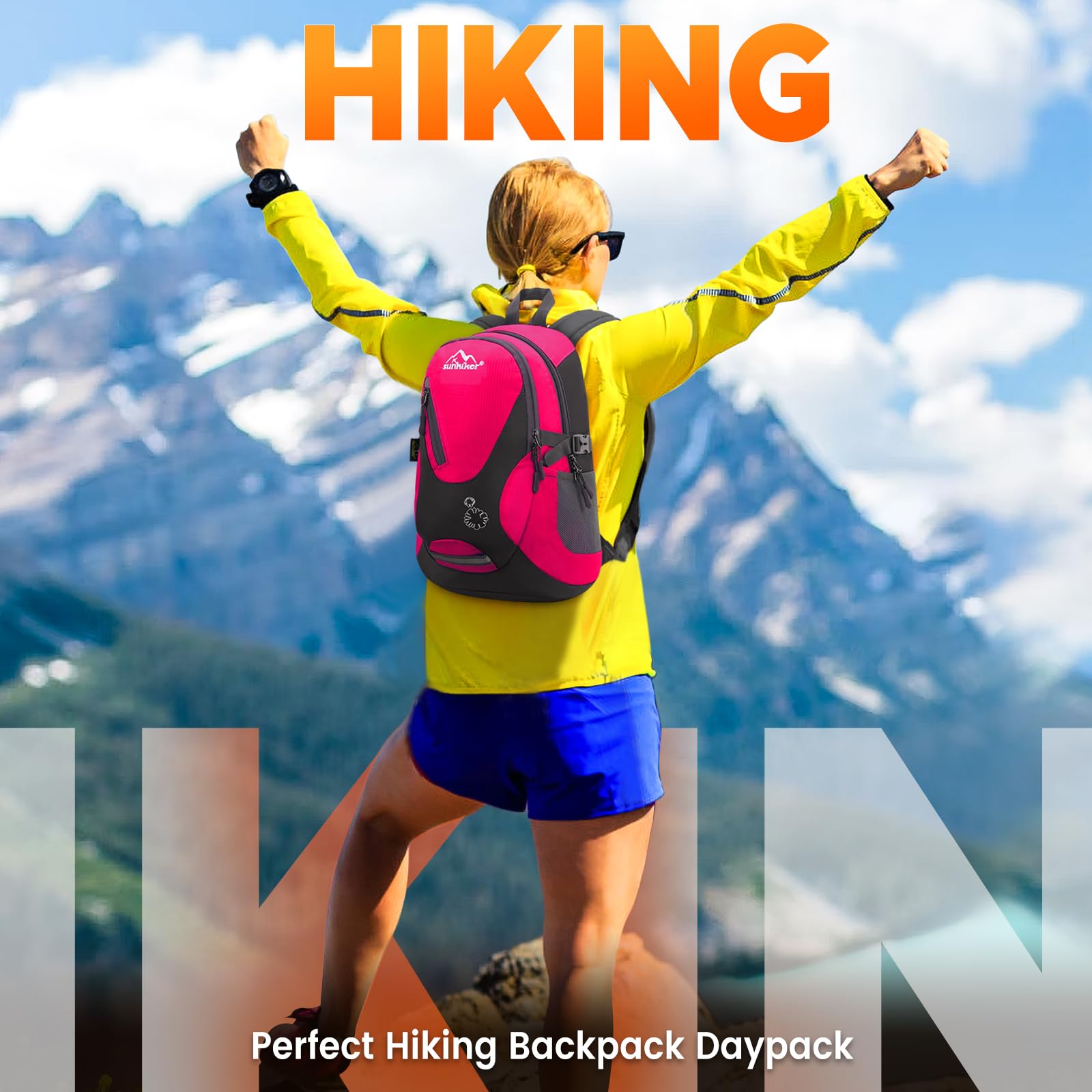 Sunhiker Small Cycling Hiking Backpack - Water Resistant Lightweight Daypack for Outdoor Adventures, Travel & Commuting - Model M0714 | Perfect for Biking, Hiking, Camping & Daily Use