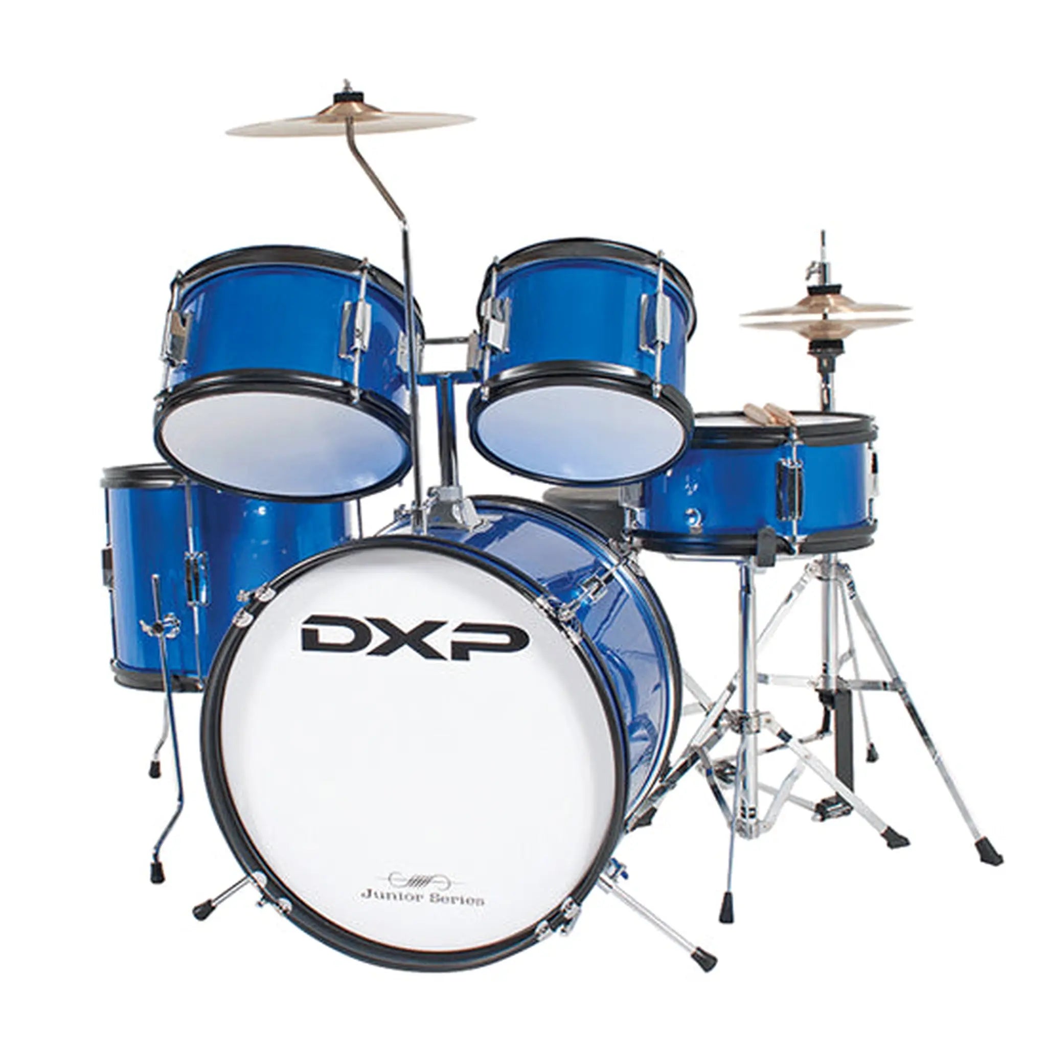 DXP 5-Piece Junior Drum Set for Kids - Metallic Blue Finish | Perfect for Beginners, Home Practice & Small Performances