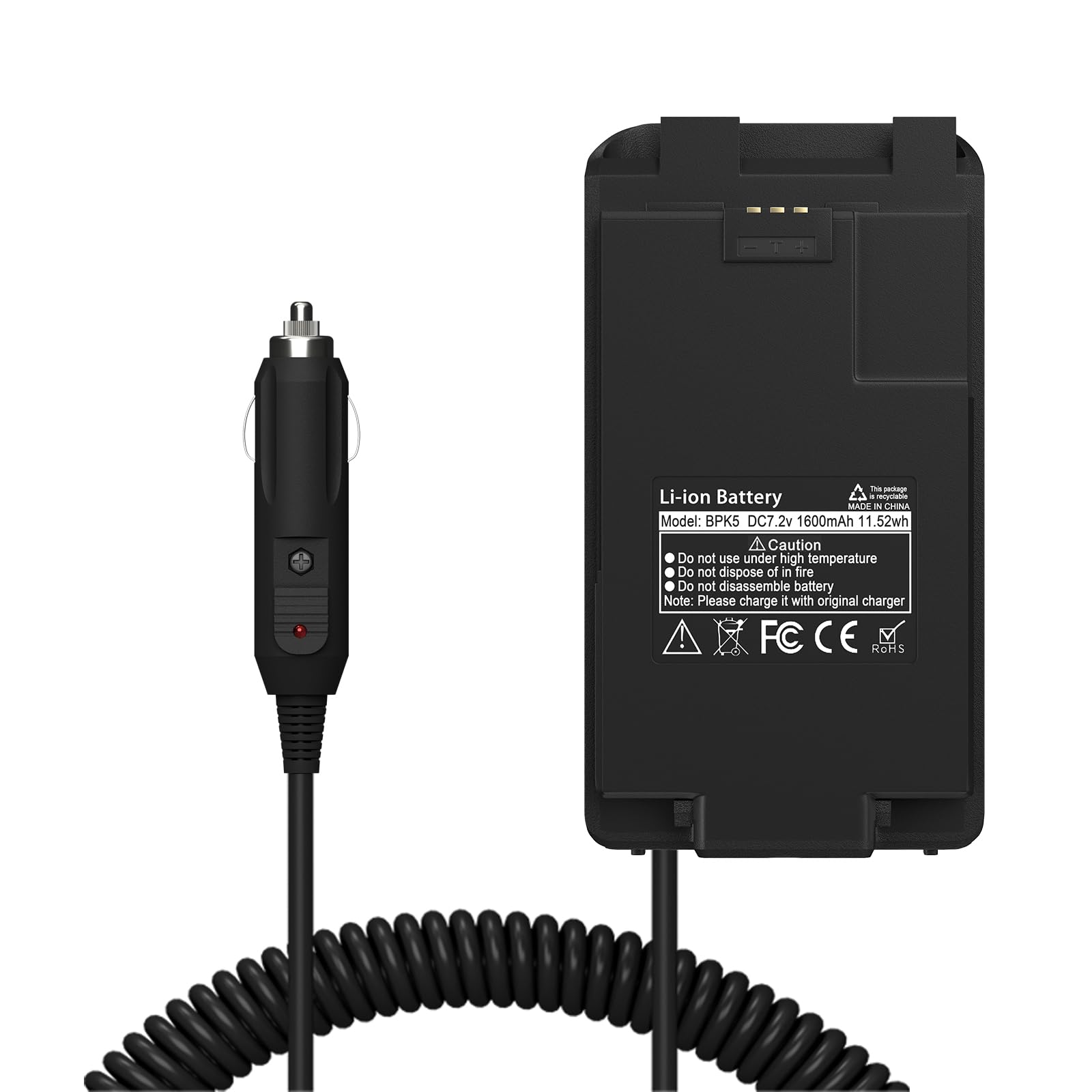 UV-K5 Battery Eliminator Car Charger 1600mAh DC 12V - Compatible with UV-K5, UV-K6, and UV-K5 8 Ham Radios - Perfect for Road Trips, Emergency Communication, and Outdoor Adventures