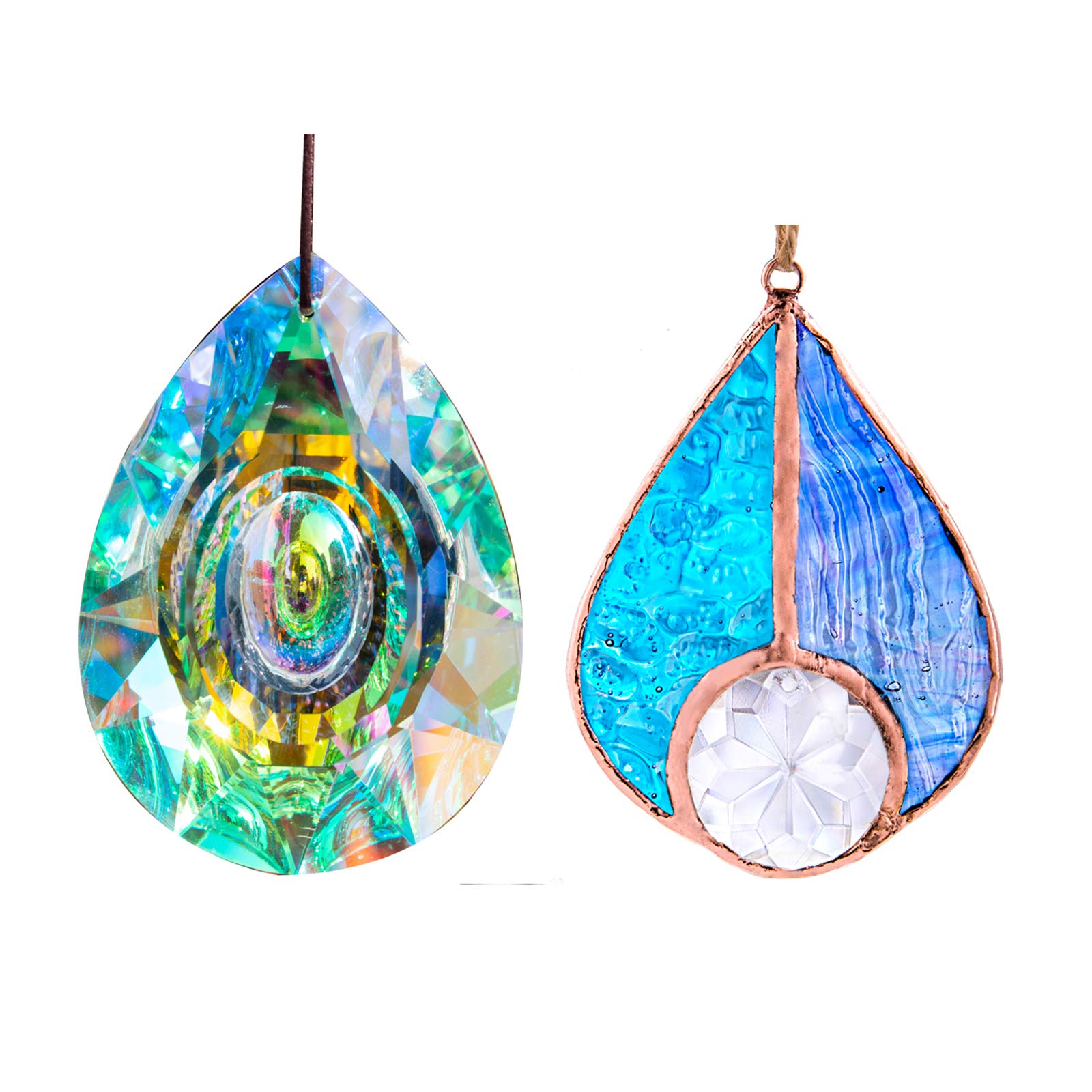 H&D HYALINE & DORA Sun Catcher Window Hanging Crystal Pendants - Rainbow Maker Prism Art Decor for Home, Garden & Office - Creates Beautiful Light Reflections & Colorful Rainbows