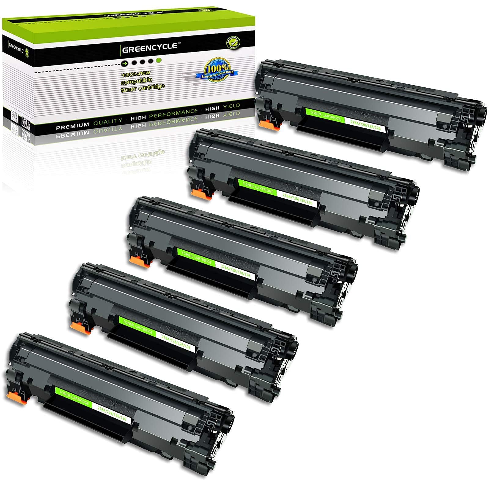 Greencycle 5-Pack Compatible Toner Cartridge Replacement for Canon 126 Black CRG126 3483B001 - Works with ImageClass LBP6200d, LBP6230dw, LBP6230dn Wireless Laser Printers - High-Quality Printing for Office Documents, Reports & Home Use