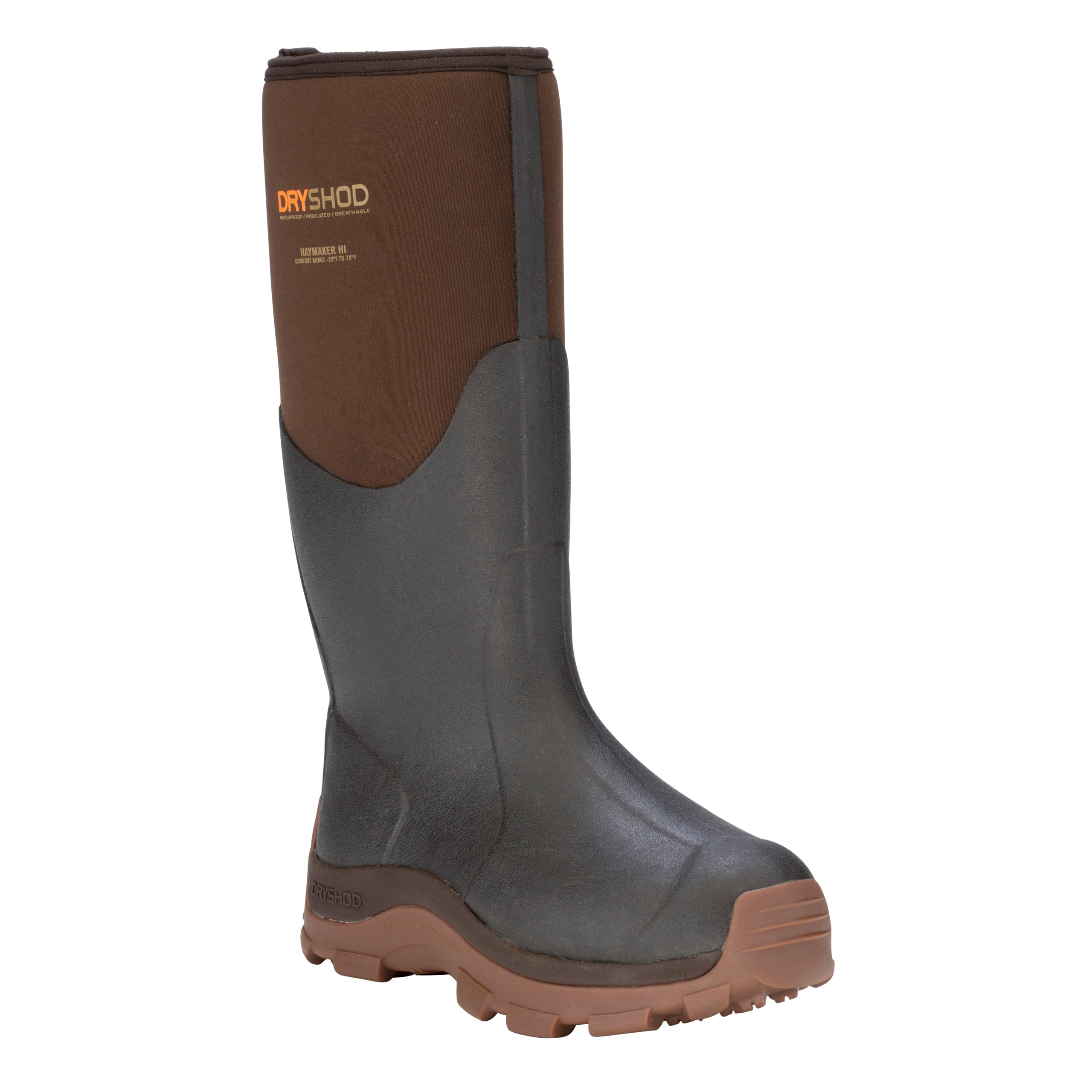 **Dryshod Men's Haymaker Hi Farm Boots - Waterproof, Slip-Resistant Work Boots for Farming, Construction & Outdoor Use - Brown (HAY-MH-BR)**