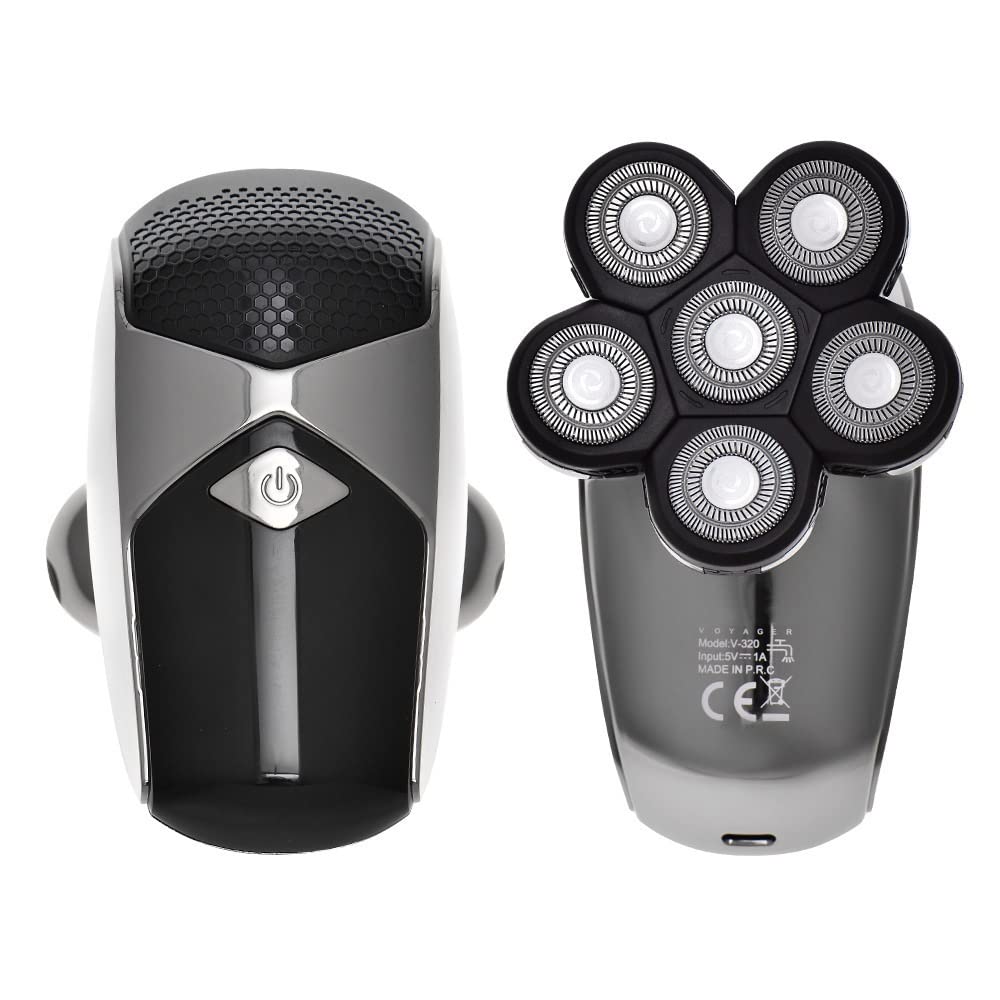 6-in-1 LCD Electric Head Shaver for Bald Men - Rechargeable Wet/Dry Shaving System with Floating Heads (Black) - Perfect for Travel, Gym & Daily Grooming