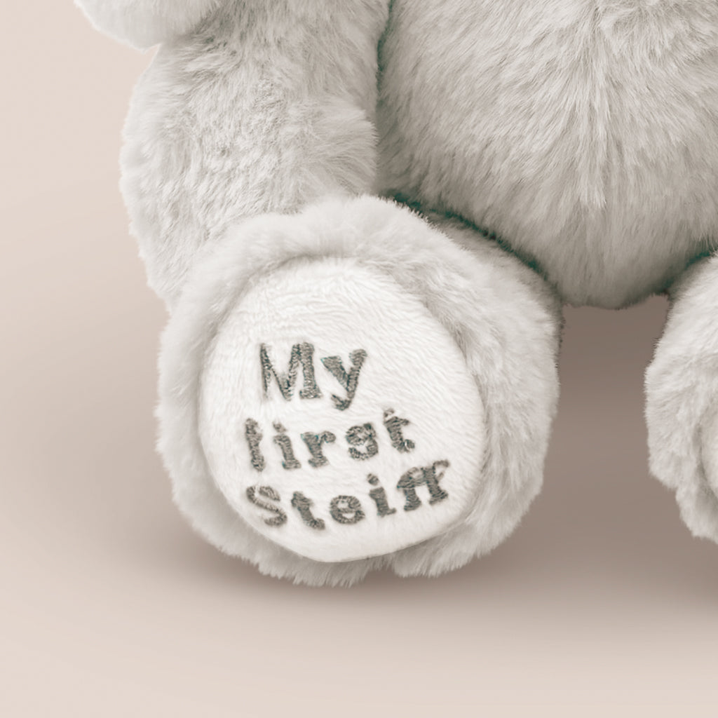 Steiff My First Steiff Hoppie Rabbit Plush Toy - Light Grey Baby Gift for Newborns, Christening & 1st Birthday | Premium Soft Stuffed Animal for Nursery Decor & Cuddling